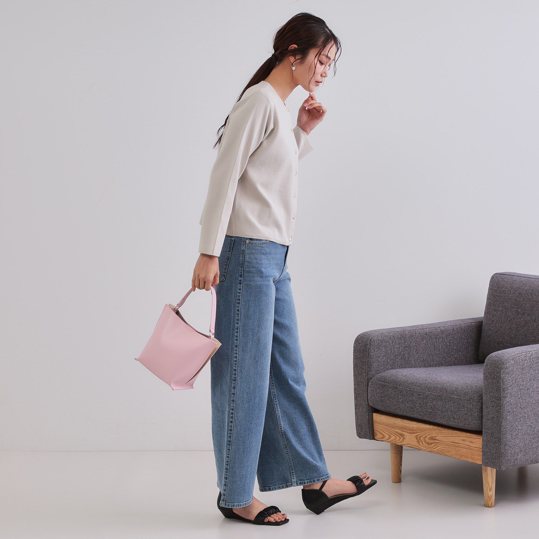 OPAQUE.CLIP「スナップボタンショートニットカーディガン【洗濯機洗い可】」|カーディガン|