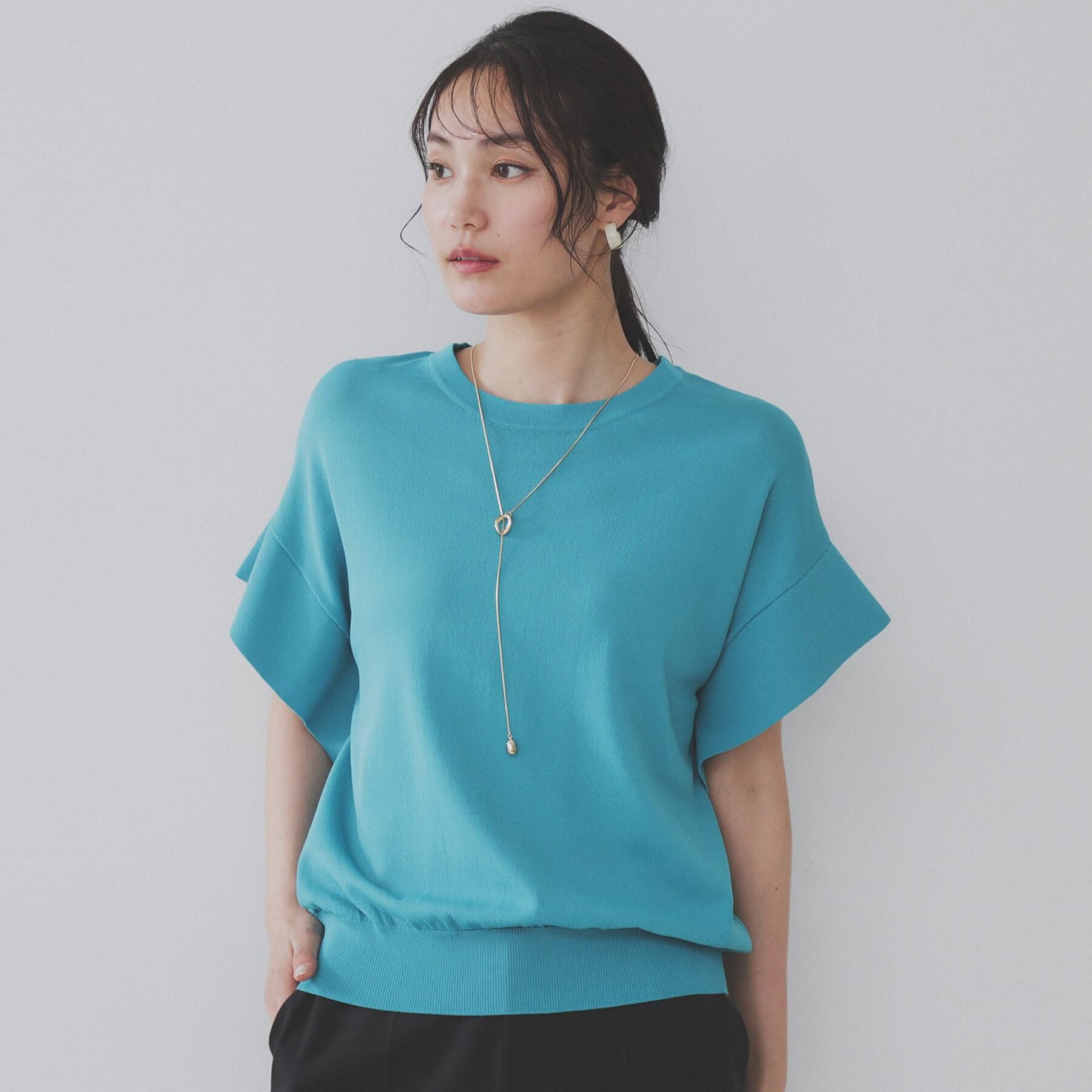 OPAQUE.CLIP「フリルスリーブニット【UVケア/接触冷感/洗濯機洗い可/抗ピル】」|ニット・セーター|