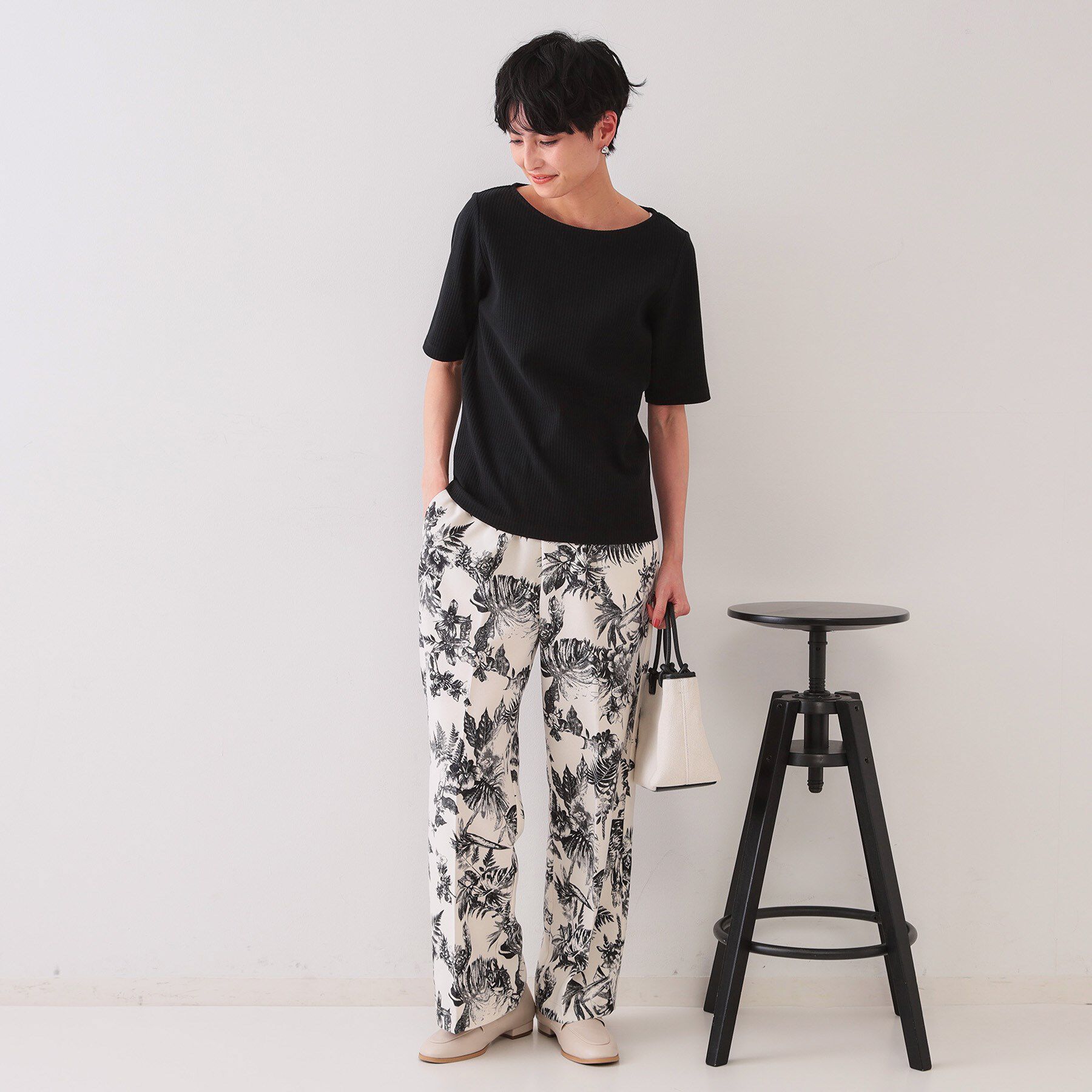 OPAQUE.CLIP「ボートネックリブカットソー【洗濯機洗い可】」|Tシャツ・カットソー|