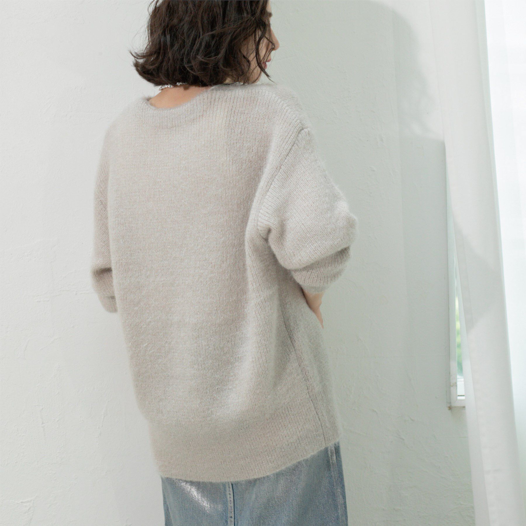 OPAQUE.CLIP「クリアシャギーVネックニット【洗える】」|ニット・セーター|