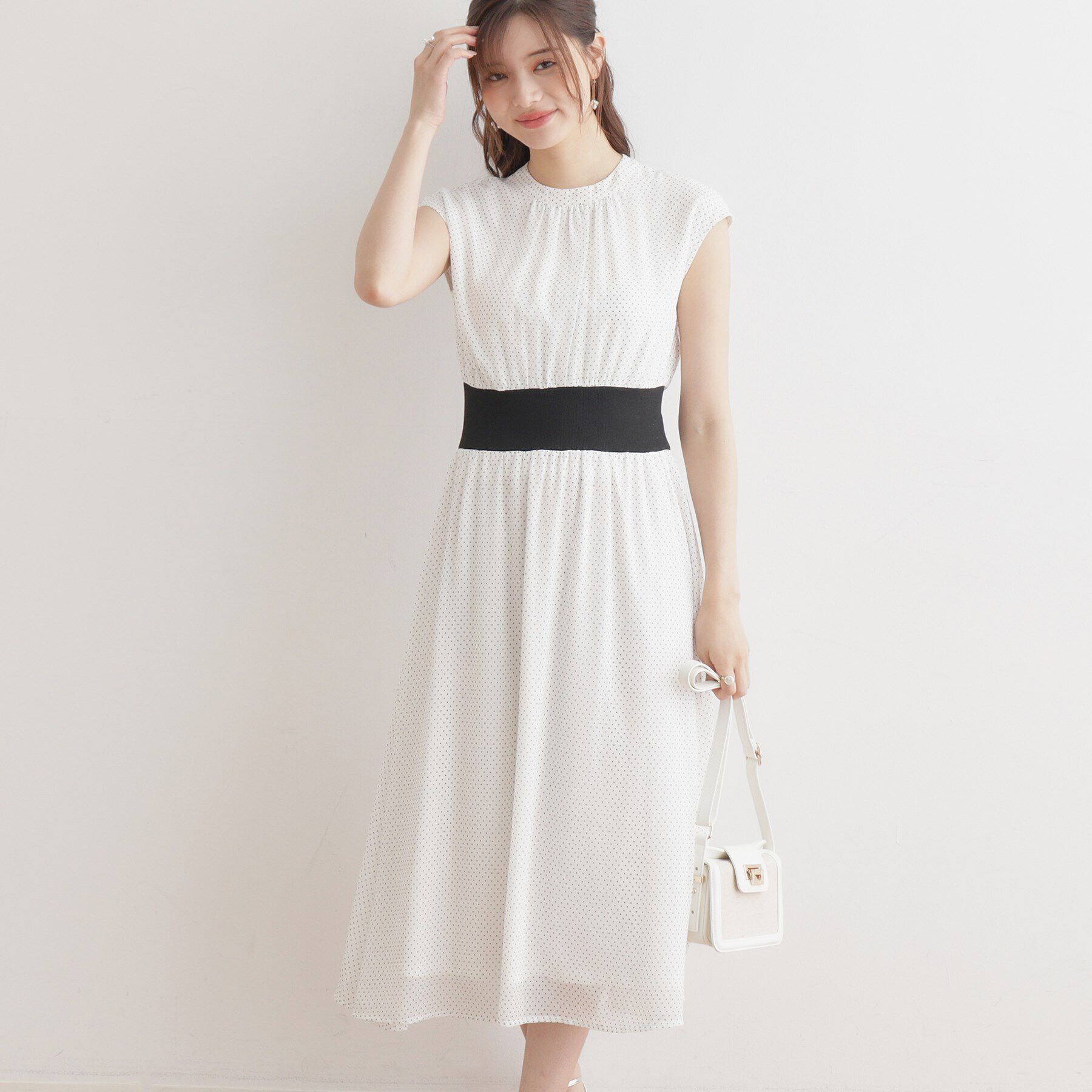 Couture broach「リブデザインドットワンピース」|ワンピース|
