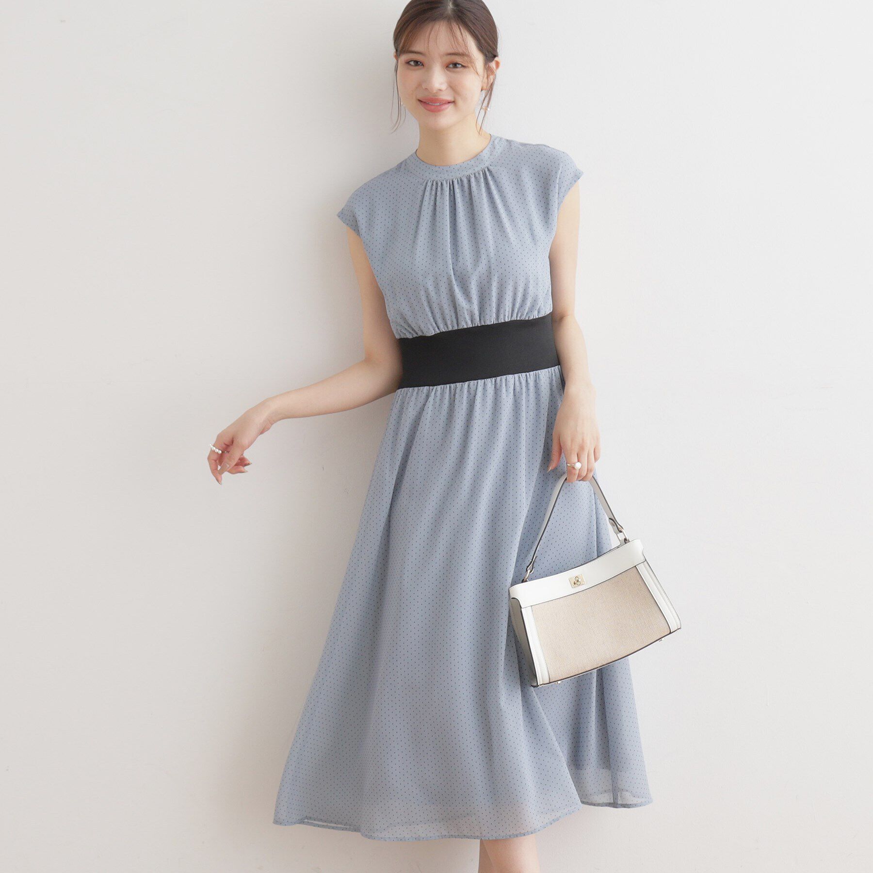 Couture broach「リブデザインドットワンピース」|ワンピース|ｻｯｸｽﾌﾞﾙｰ(190)