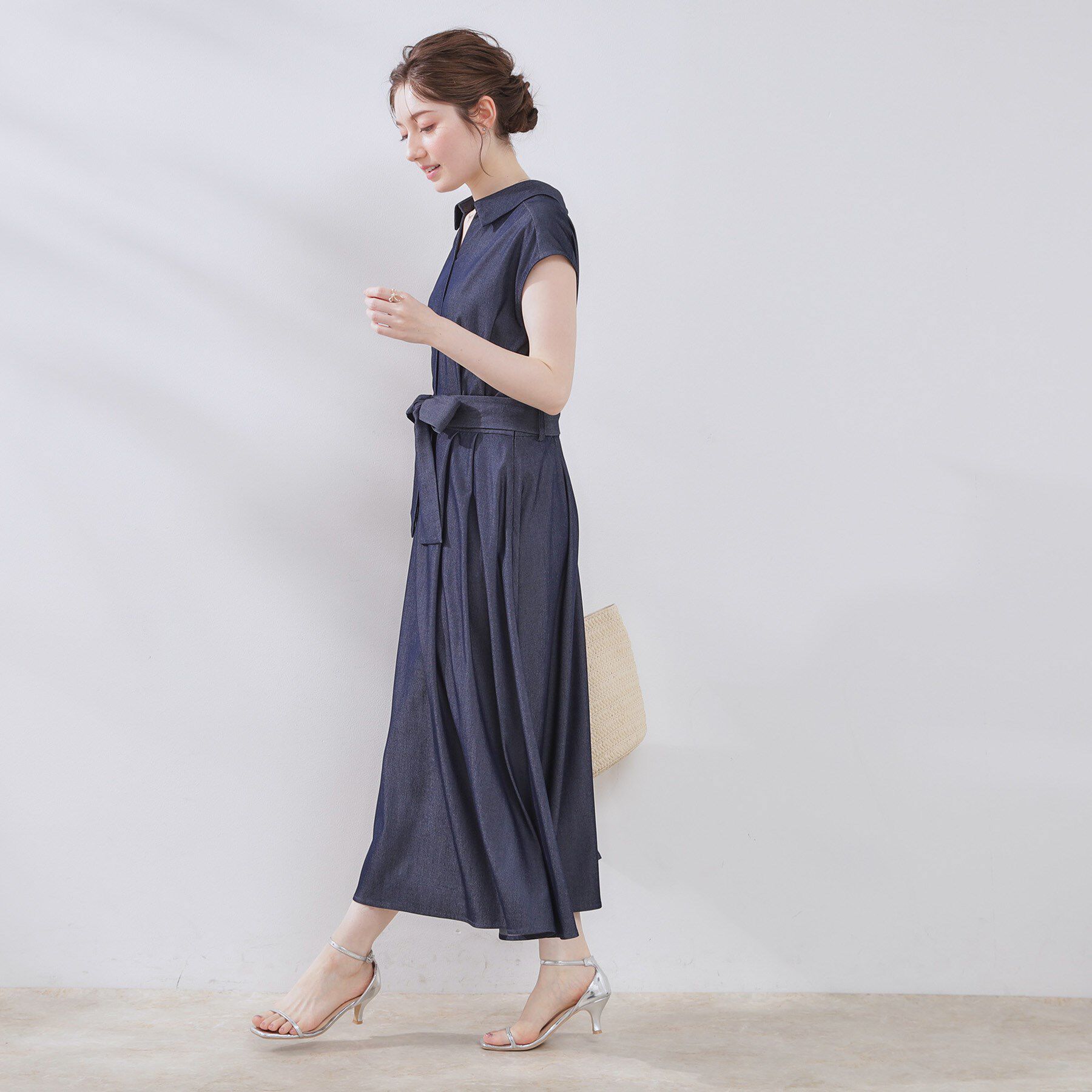 Couture broach「【美シルエット・通勤】シャンブレーシャツワンピース」|ワンピース|