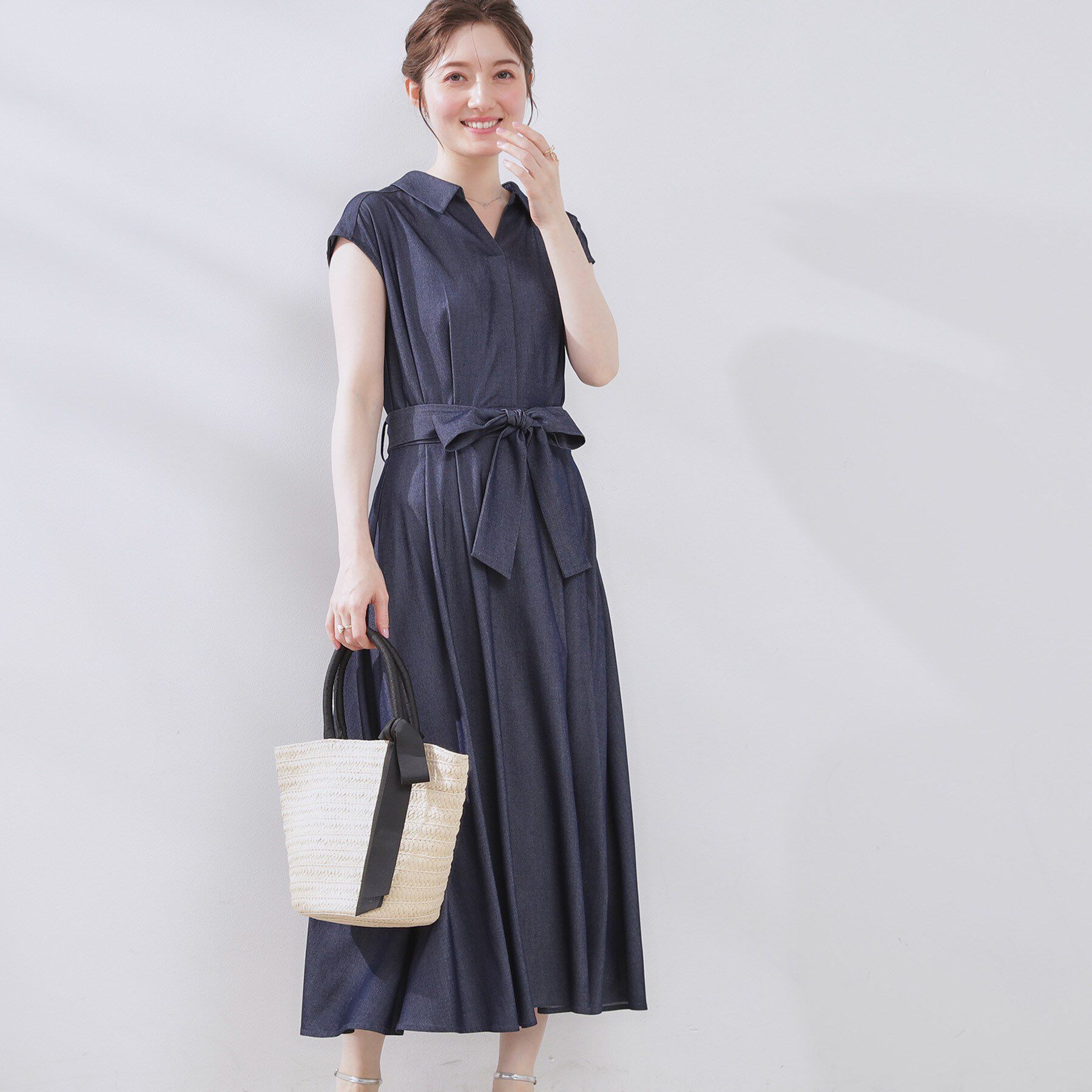 Couture broach「【美シルエット・通勤】シャンブレーシャツワンピース」|ワンピース|