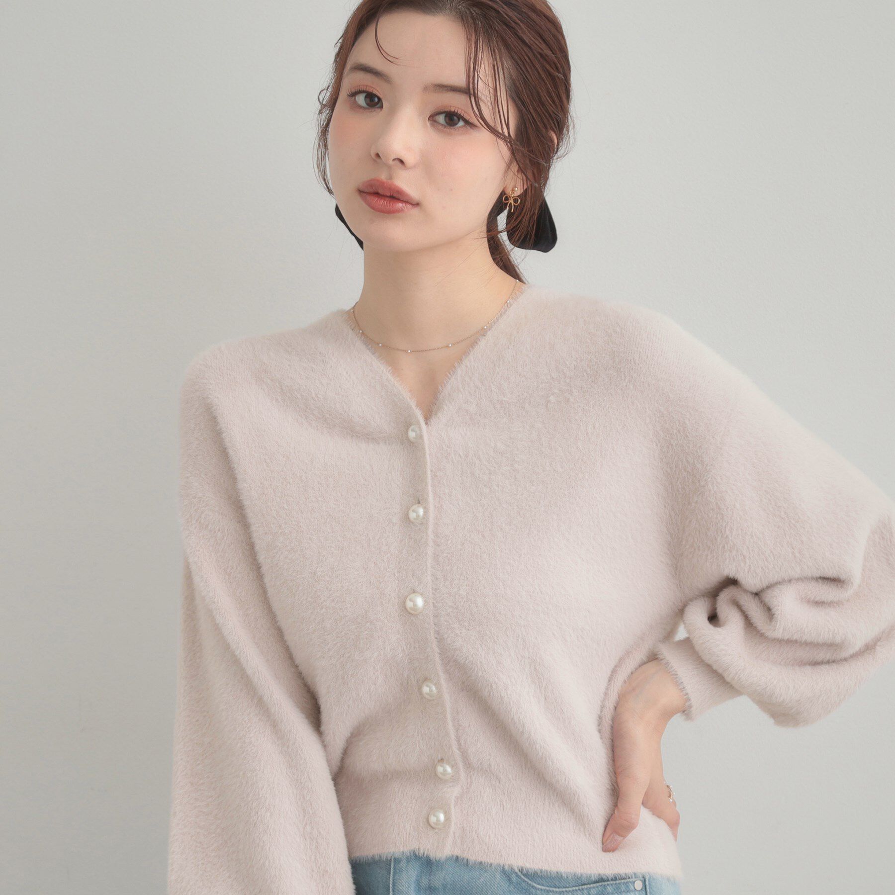 Couture broach「【前後2WAY】Springフェザーカーデトップス」|カーディガン|ラベンダー(080)