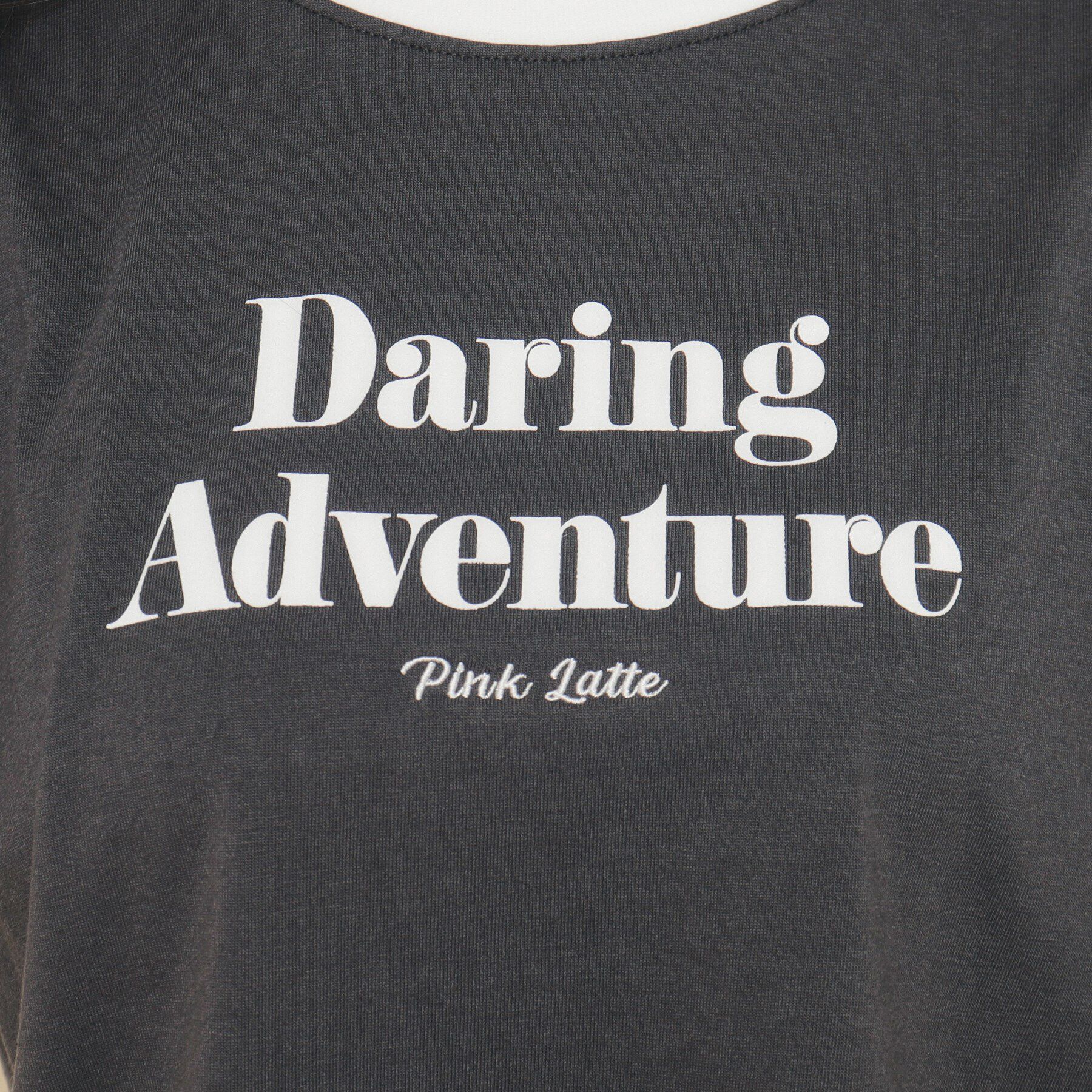 PINK-latte「【130cmあり】フロントロゴ袖リボンリンガーTシャツ」|Tシャツ・カットソー|