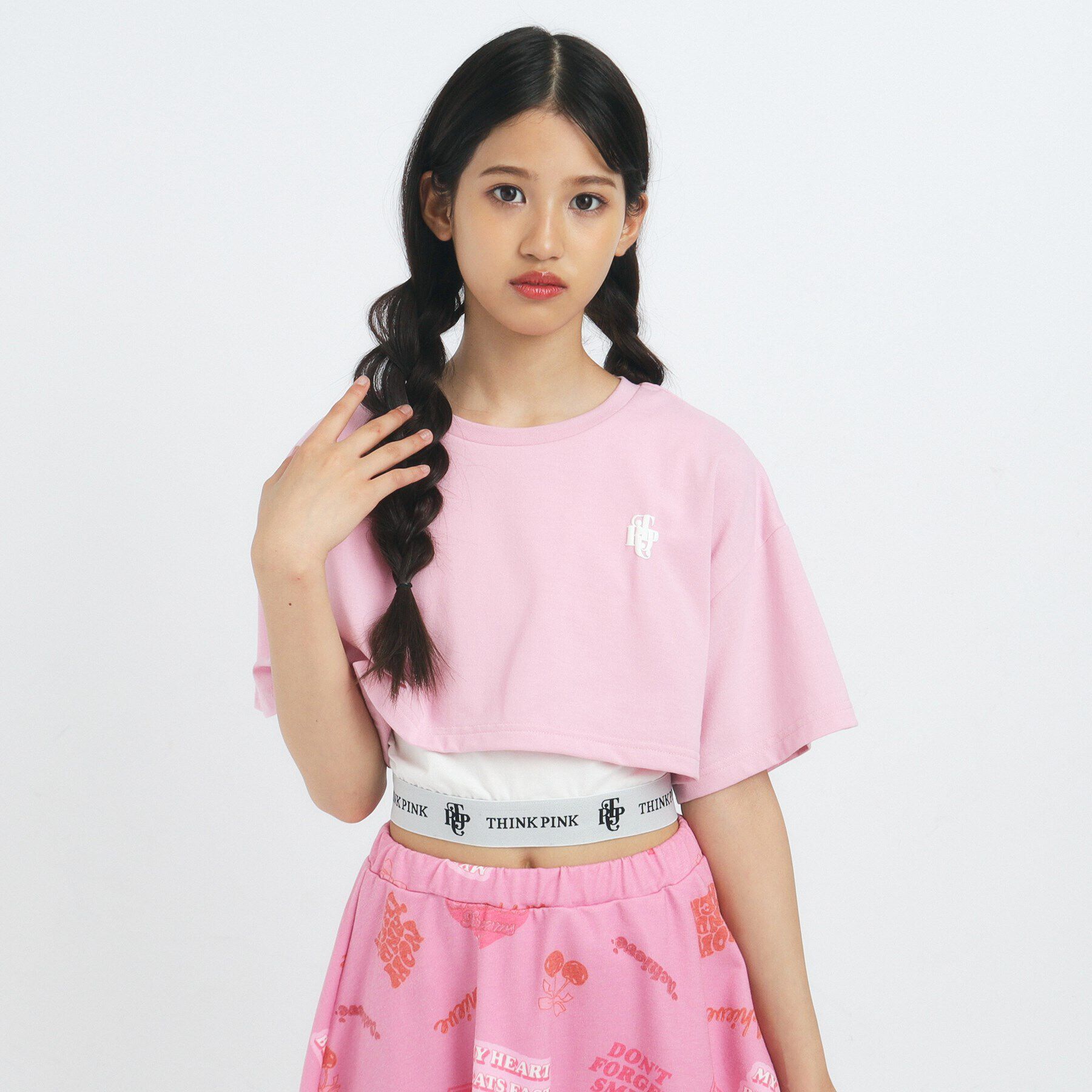 PINK-latte「【るーつくコラボ】フェイクレイヤードTシャツ」|Tシャツ・カットソー|