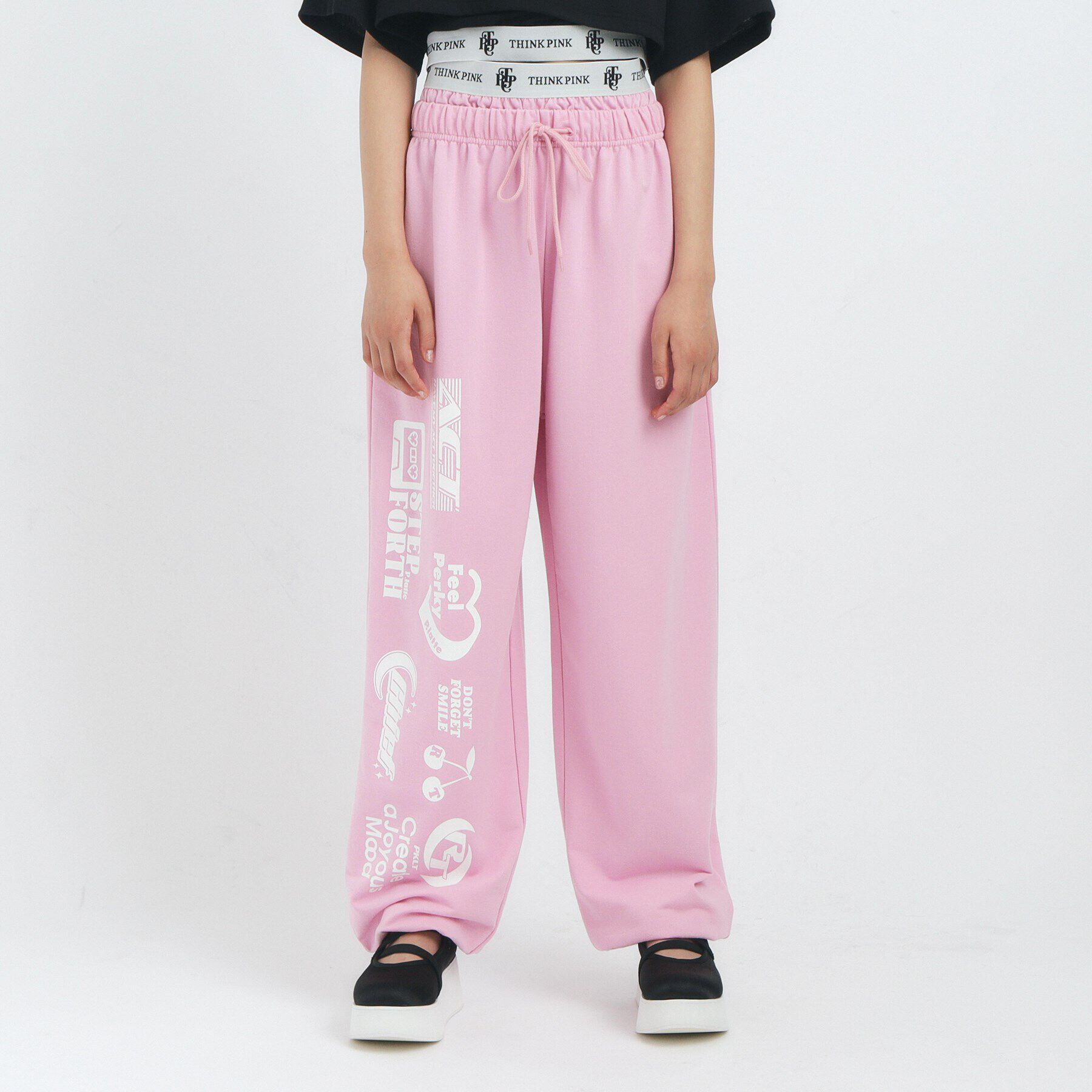 PINK-latte「【るーつくコラボ/ニコラ9月号掲載】ロゴゴムレイヤード裏毛パンツ」|その他|