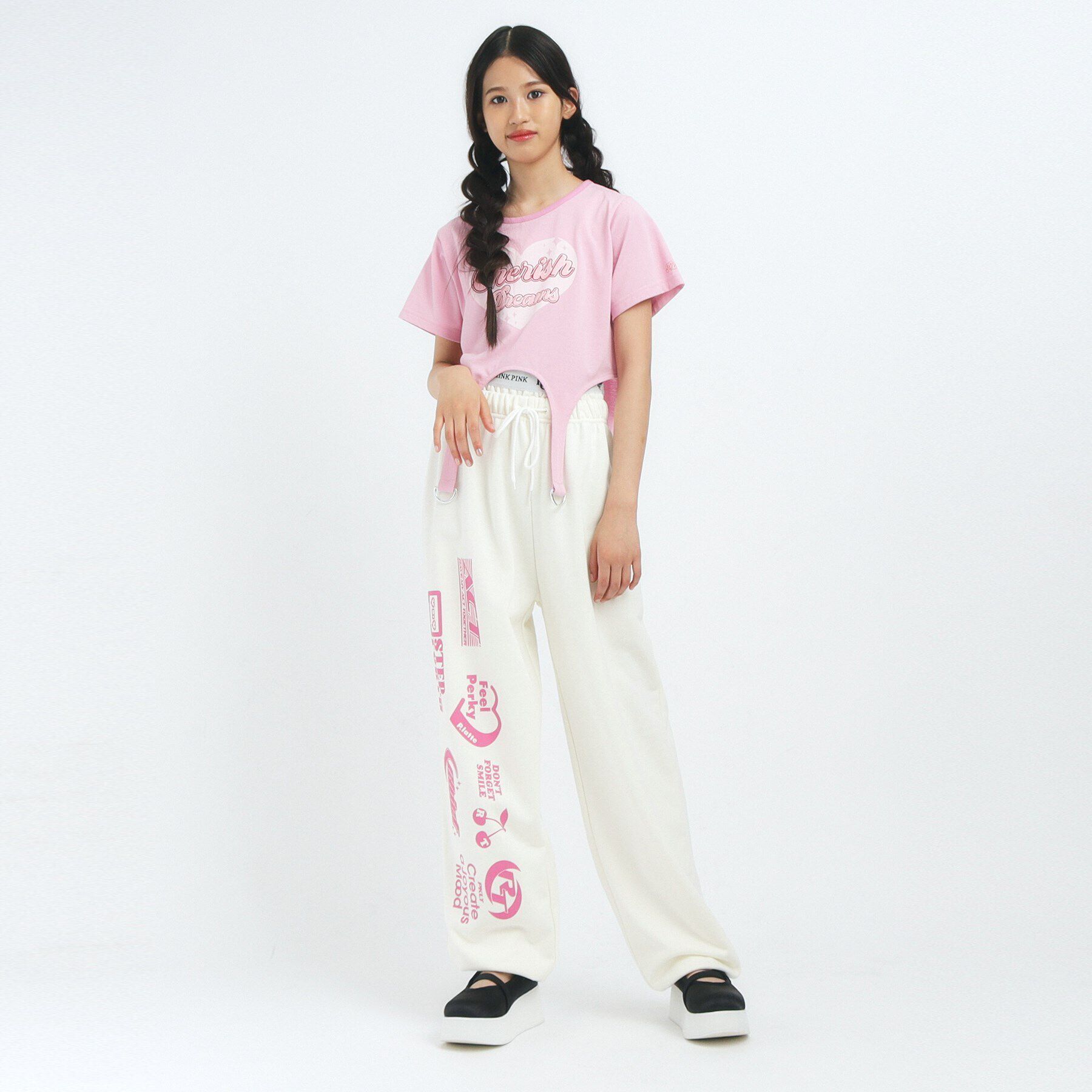 PINK-latte「【るーつくコラボ/ニコラ9月号掲載】ロゴゴムレイヤード裏毛パンツ」|その他|