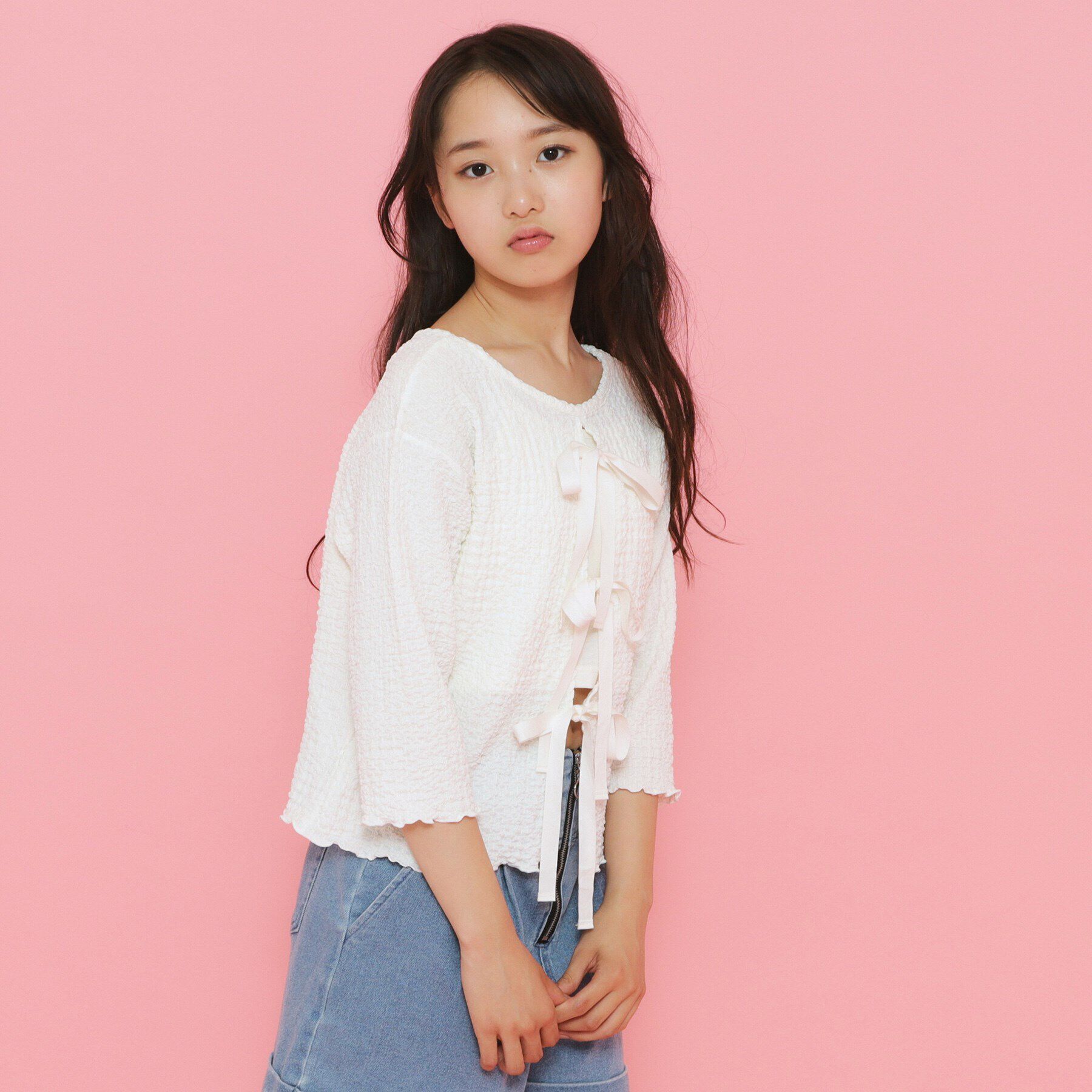 PINK-latte「【ニコラ10月号掲載/セットアイテム／2WAY】リボンプルオーバー」|Tシャツ・カットソー|