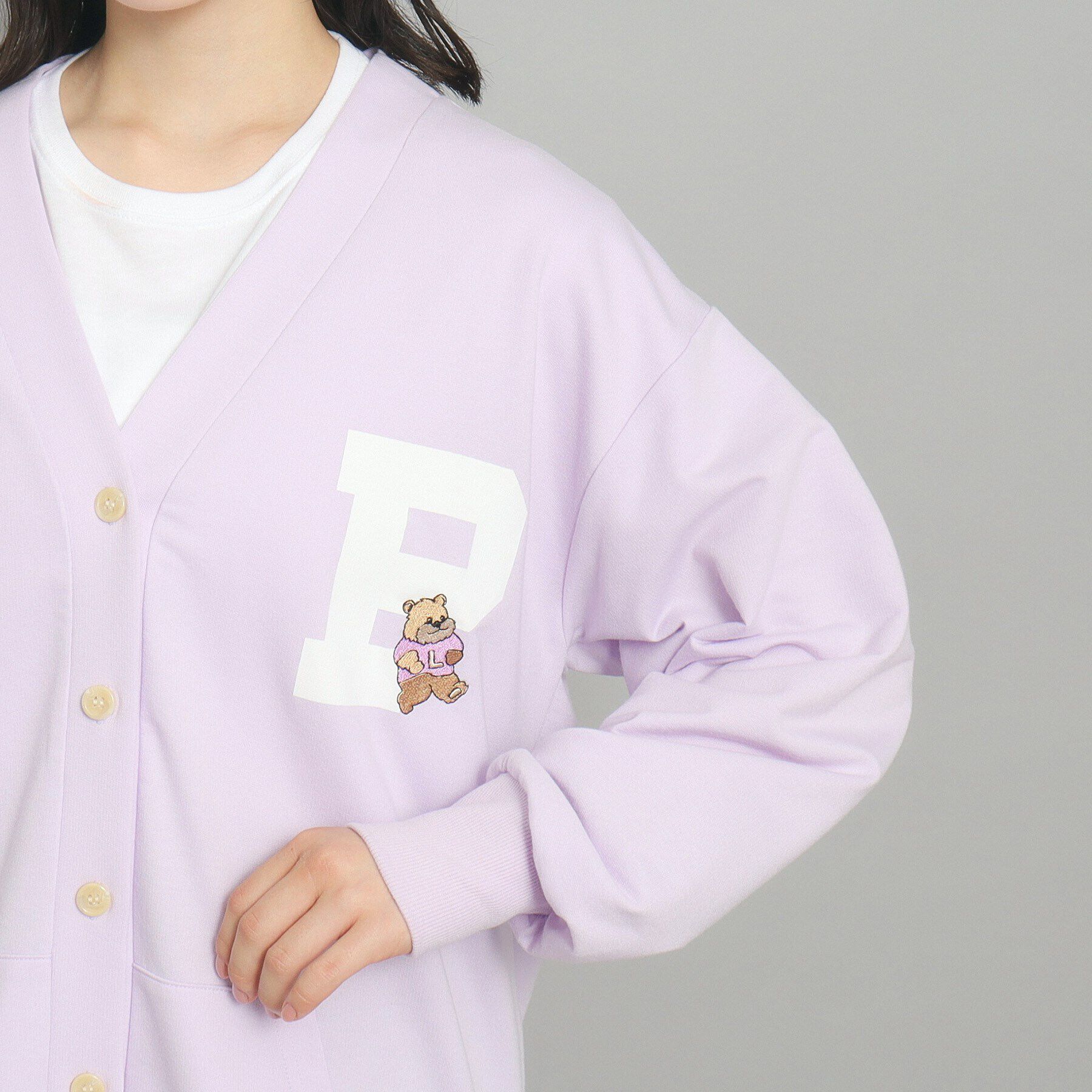 PINK-latte「【130cmあり】カレッジロゴカーディガン」|カーディガン|