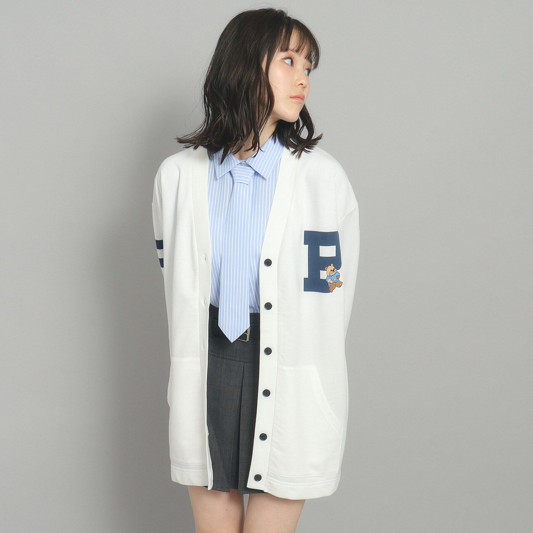 PINK-latte「【130cmあり】カレッジロゴカーディガン」|カーディガン|