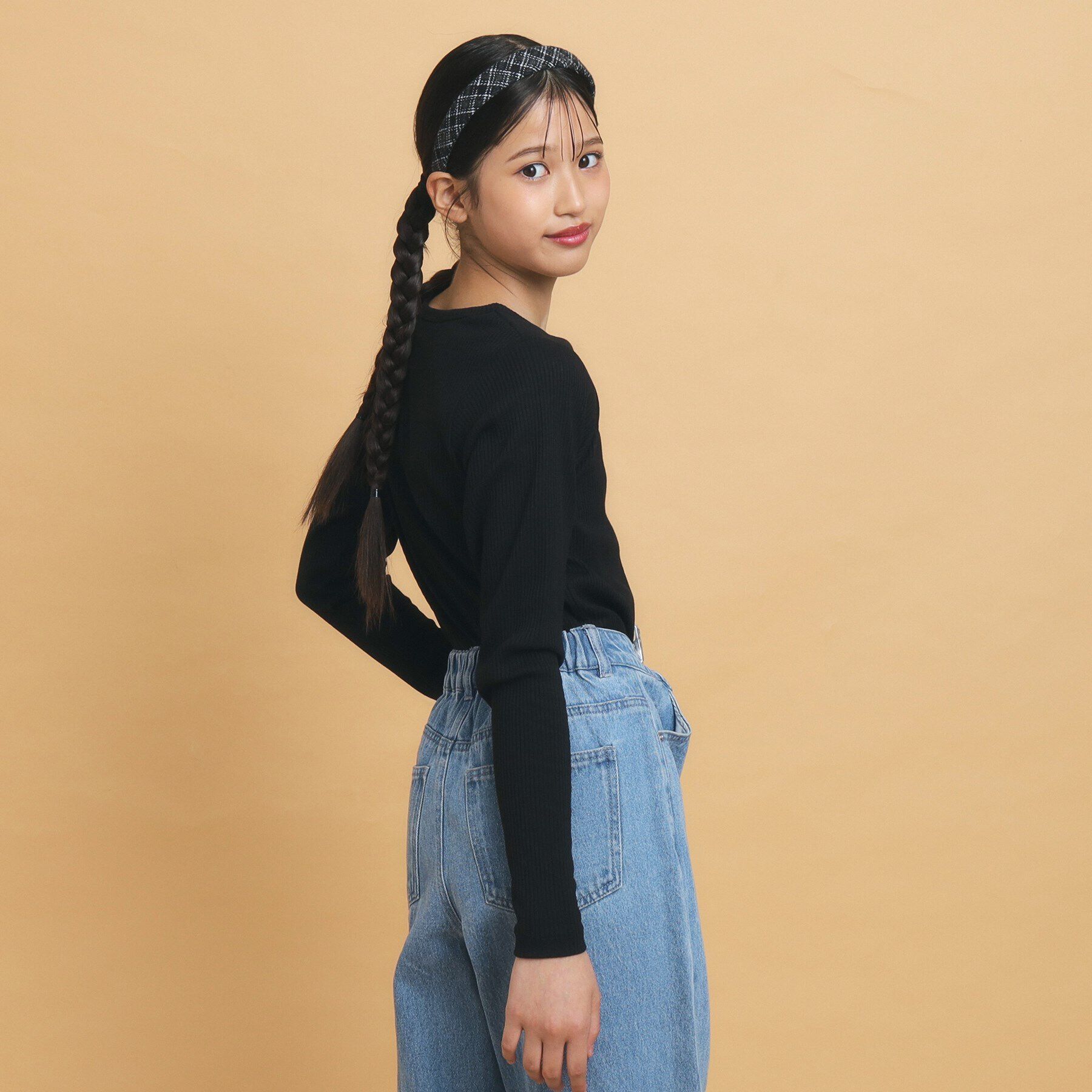 PINK-latte「【130cmあり】シンプルロゴ刺繍の優秀リブロンT」|Tシャツ・カットソー|