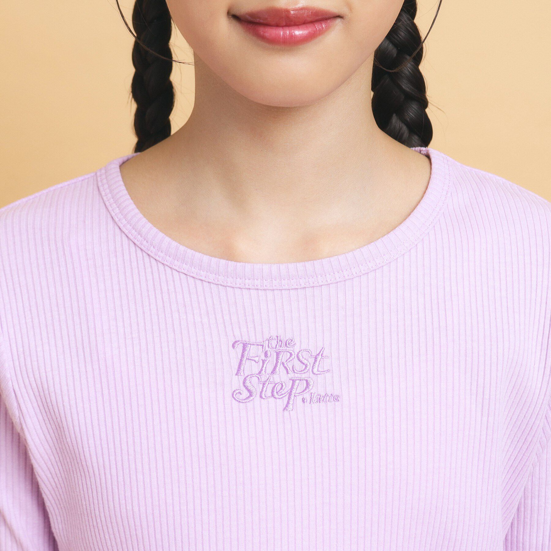 PINK-latte「【130cmあり】シンプルロゴ刺繍の優秀リブロンT」|Tシャツ・カットソー|