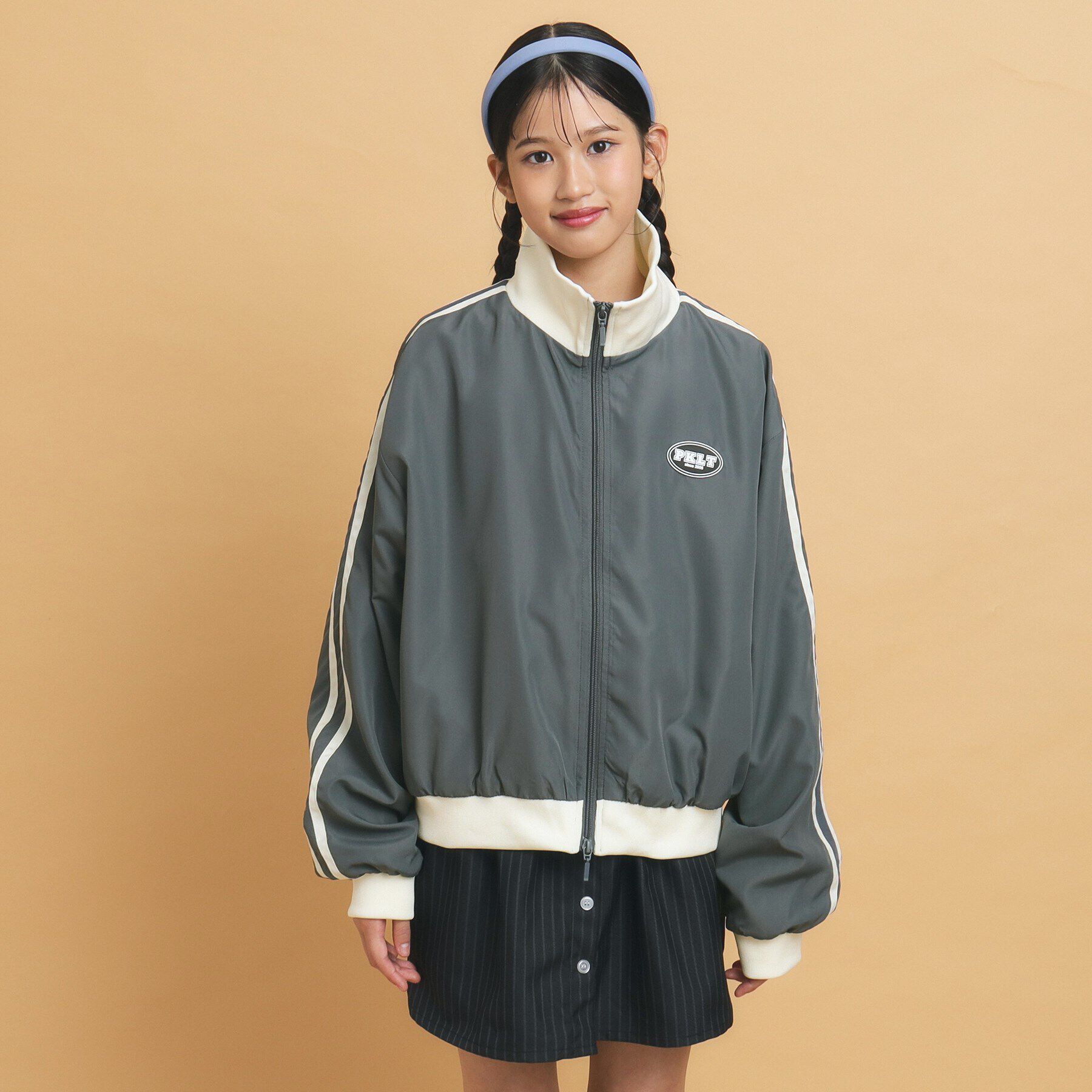 PINK-latte「【130cmあり】ダブルライン袖　トラックジャケット」|ブルゾン・スタジャン|