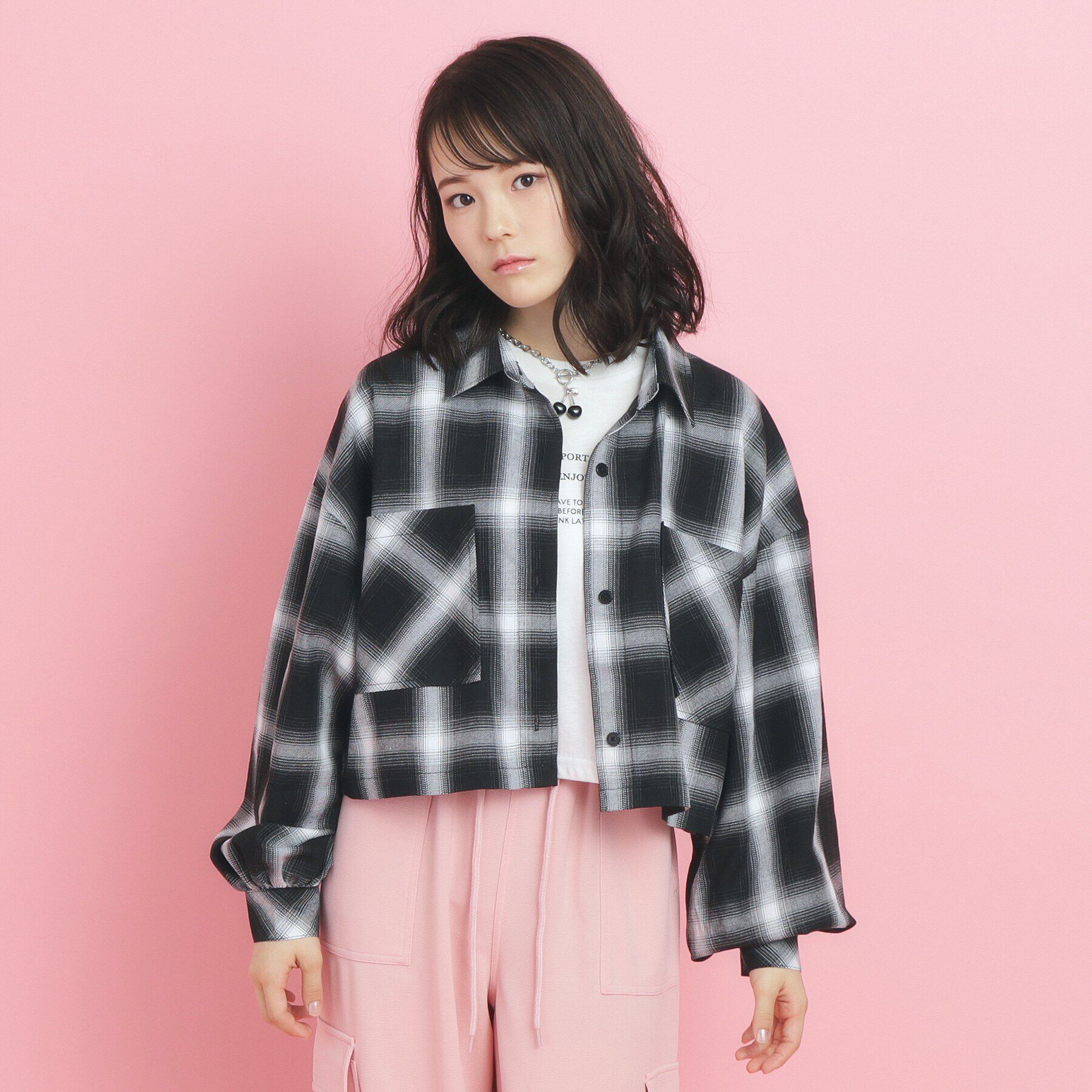 PINK-latte「【カラー追加/セットアイテム】ショート丈シャツブルゾン」|その他|