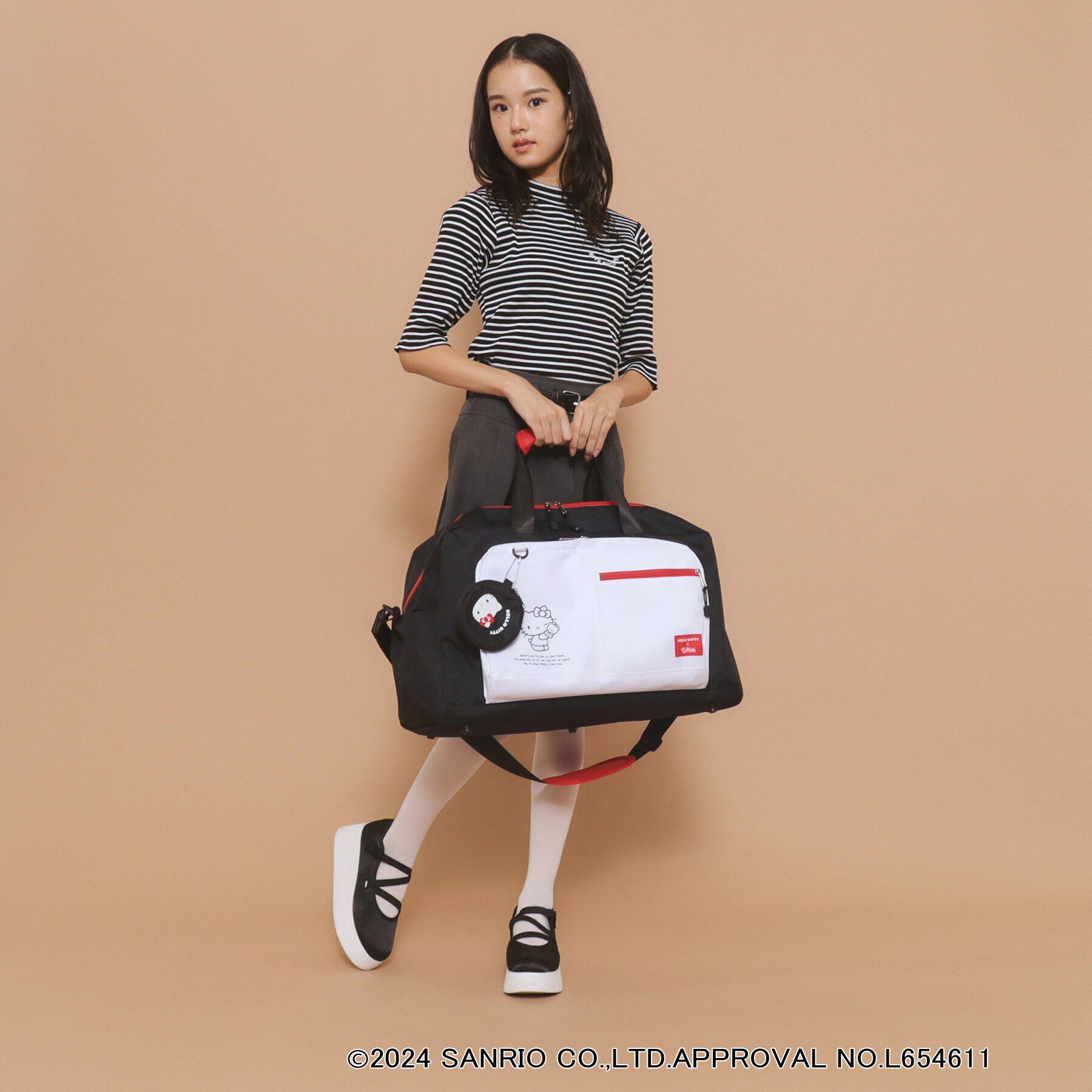 PINK-latte「【サンリオキャラクターズコラボ＆2WAY】ポーチ付きボストンバッグ」|ボストンバッグ|