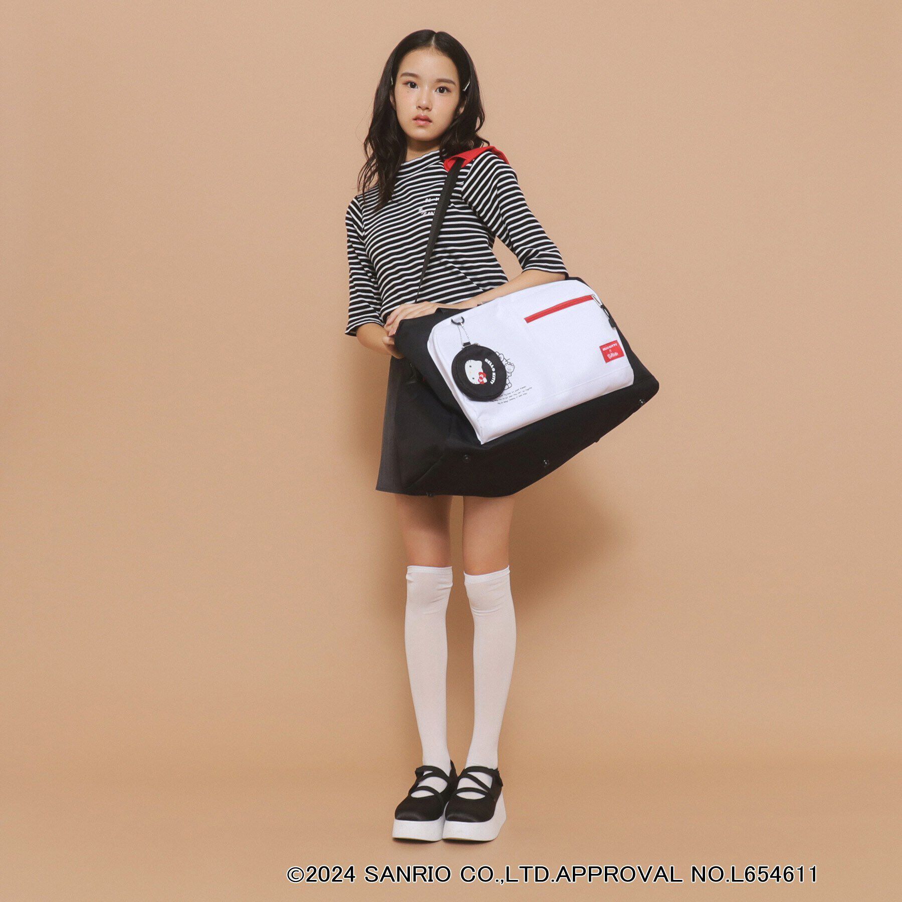 PINK-latte「【サンリオキャラクターズコラボ＆2WAY】ポーチ付きボストンバッグ」|ボストンバッグ|