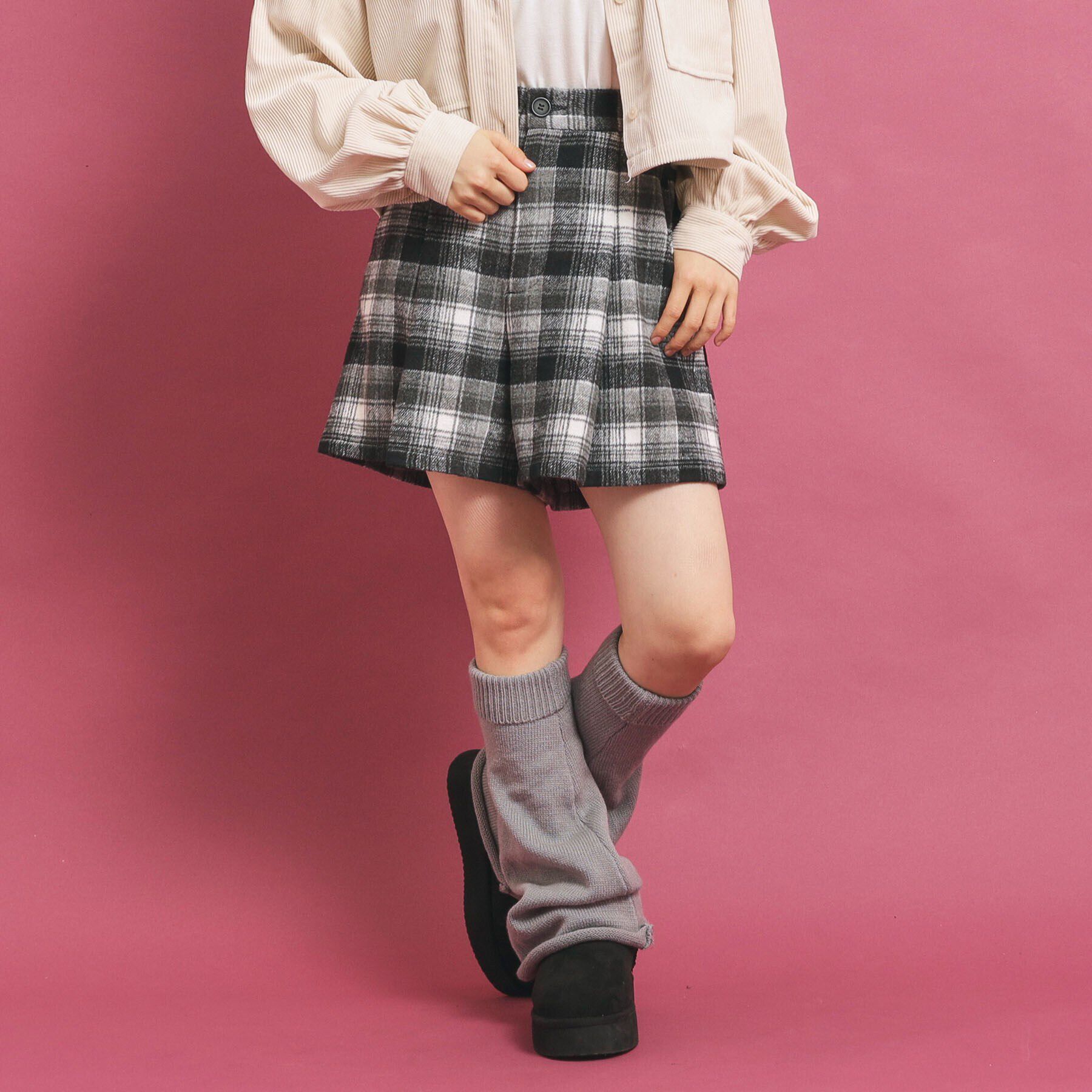 PINK-latte「シャギーショートパンツ」|キュロット|ﾌﾞﾗｯｸ(219)