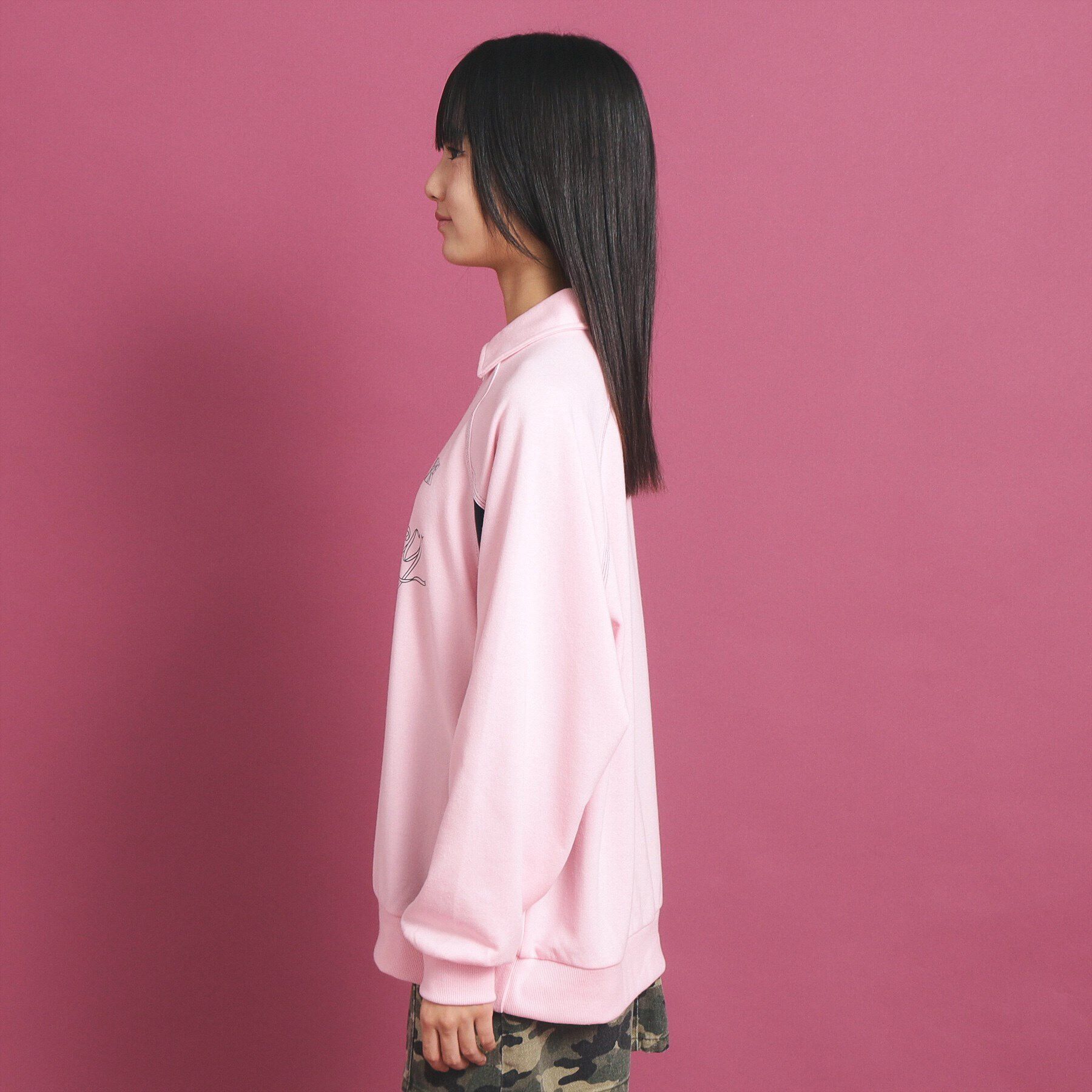 PINK-latte「ビックシルエット ハーフジップ」|Tシャツ・カットソー|