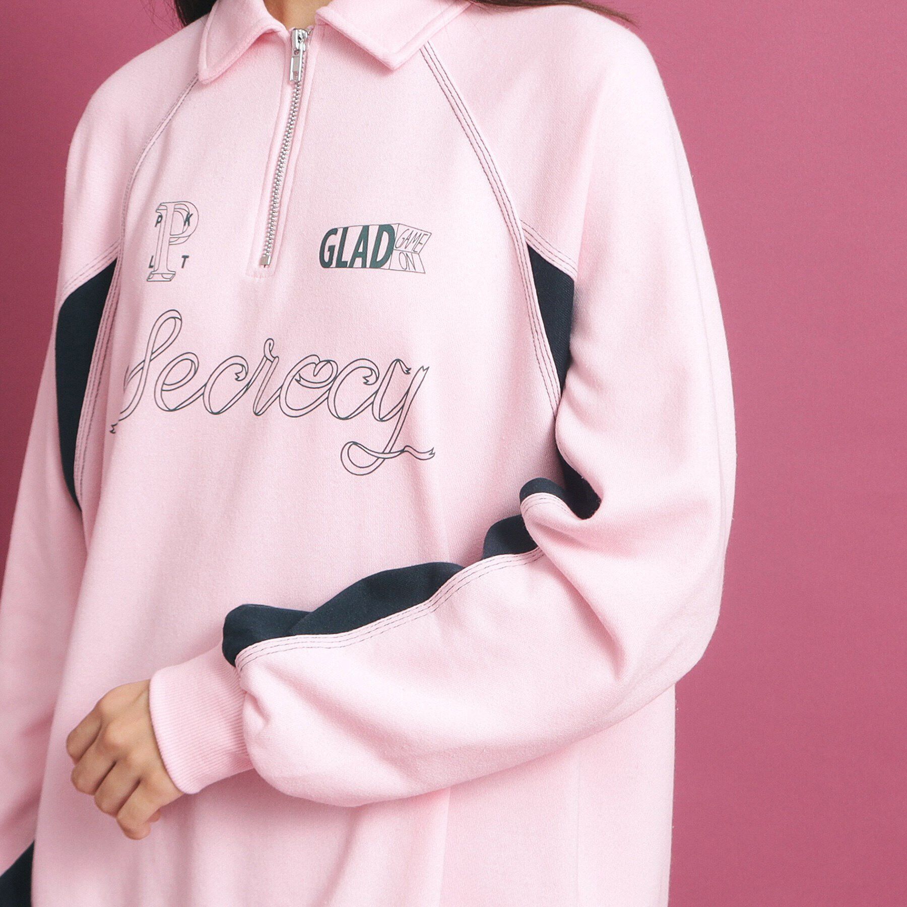 PINK-latte「ビックシルエット ハーフジップ」|Tシャツ・カットソー|