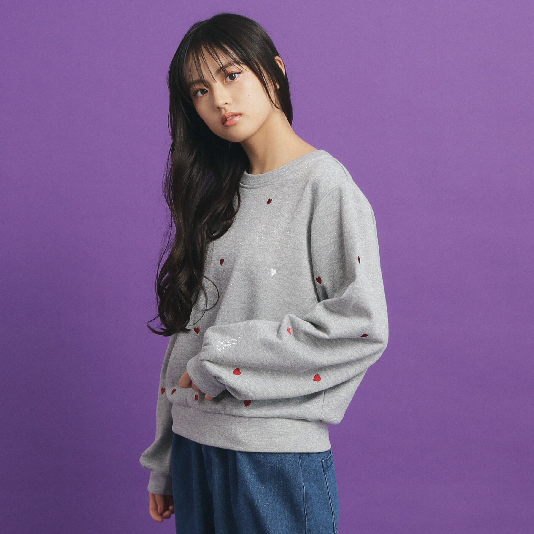 PINK-latte「総 刺繍ラメ裏毛トップス」|その他|