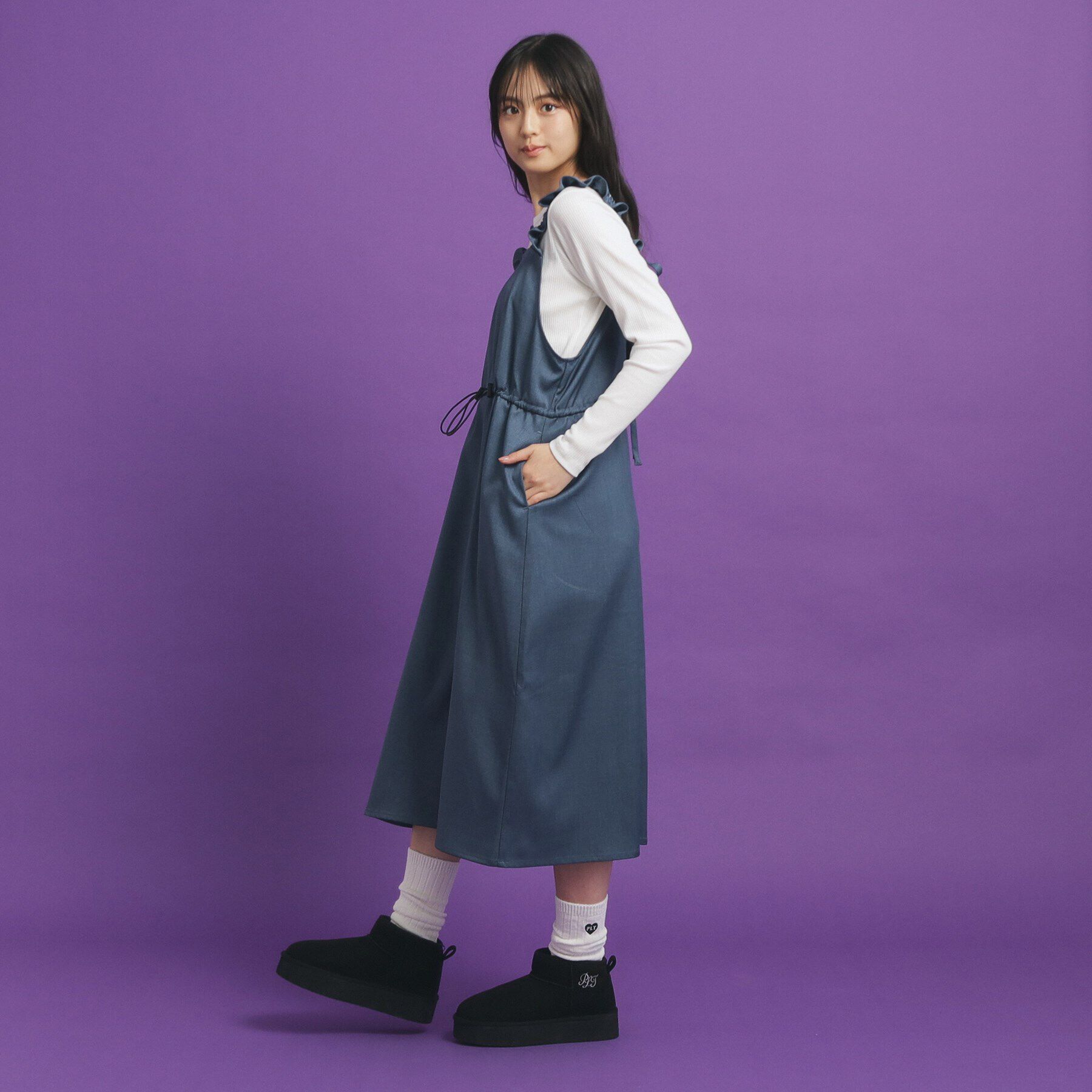 PINK-latte「肩フリルジャンスカ」|ワンピース|