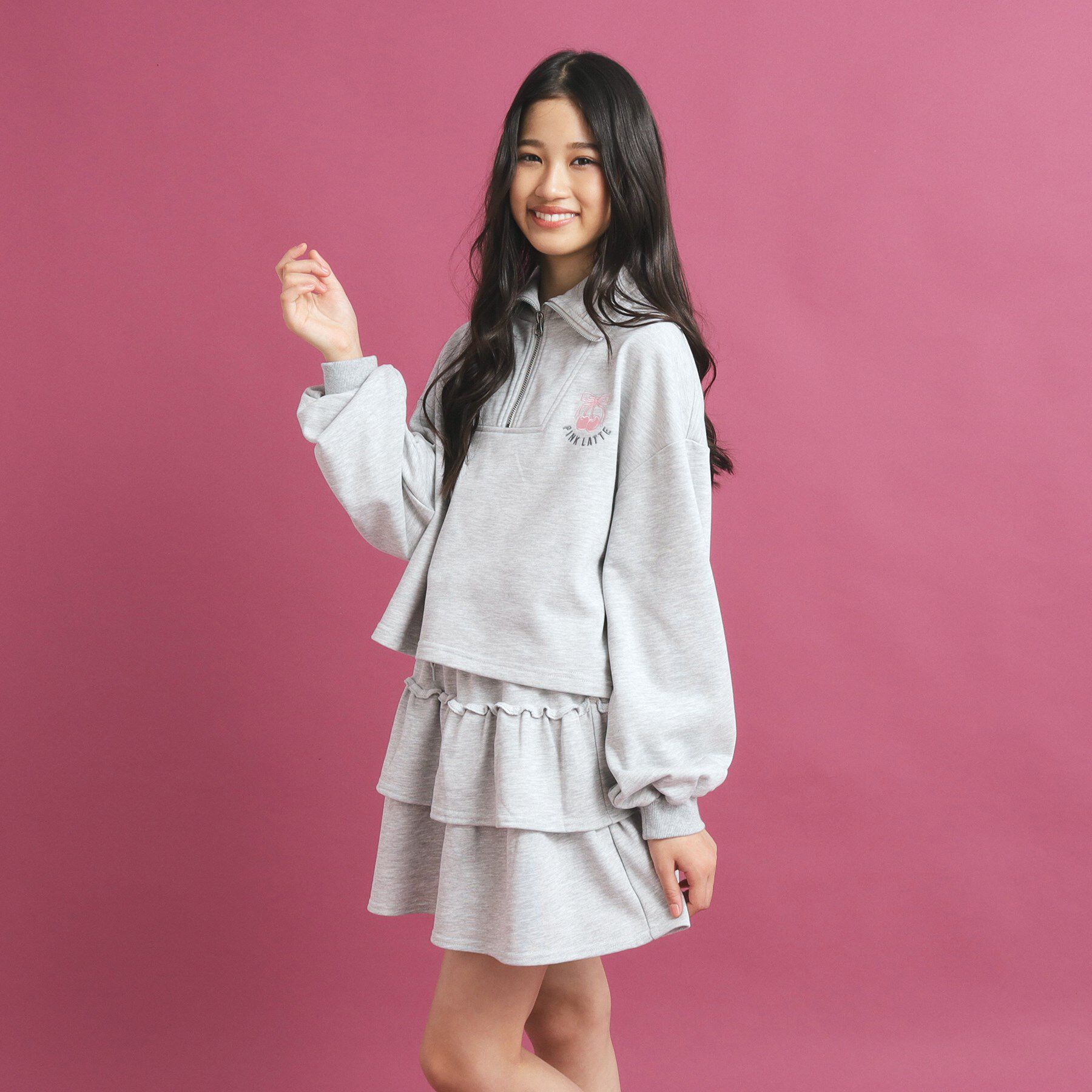 PINK-latte「【セットアイテム】ハーフジップ＆フリルスカート」|その他|