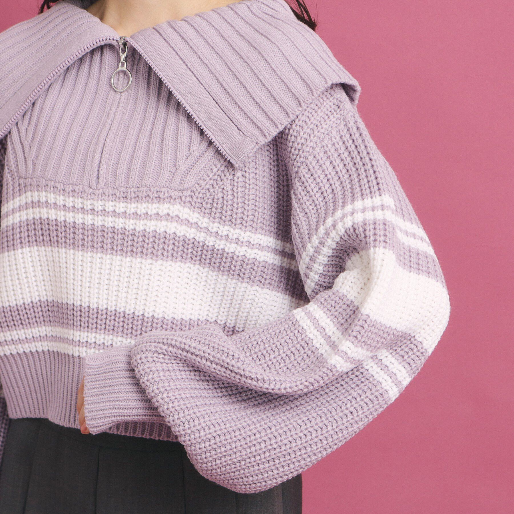 PINK-latte「ハーフジップ ニットプルオーバー」|ニット・セーター|