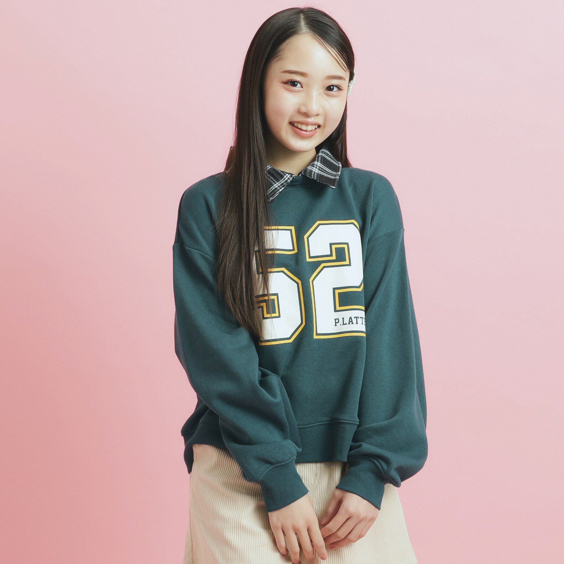 PINK-latte「衿付きナンバリングスウェット」|その他|ｸﾞﾘｰﾝ(024)