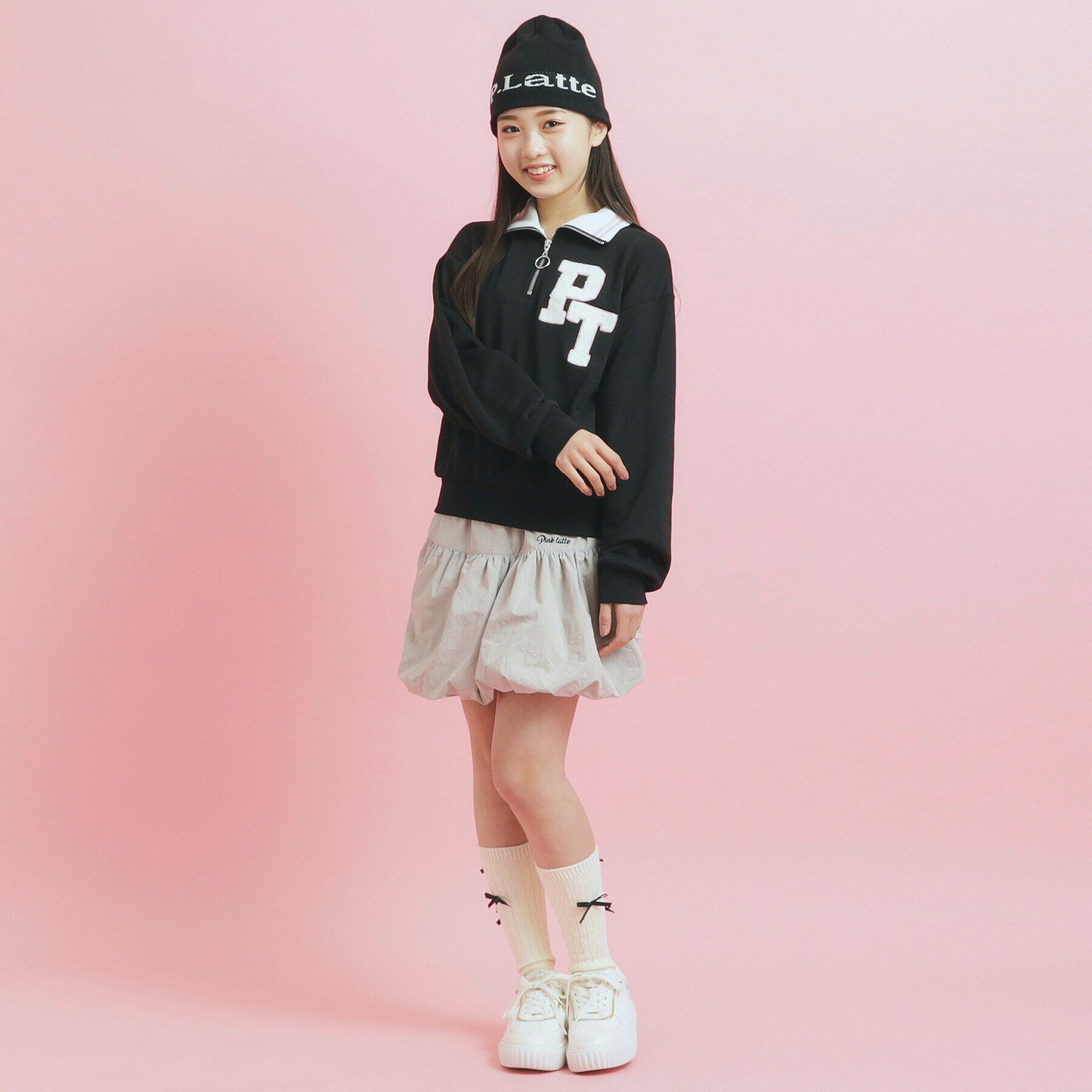 PINK-latte「ハーフジップ刺繍トレーナー」|その他|