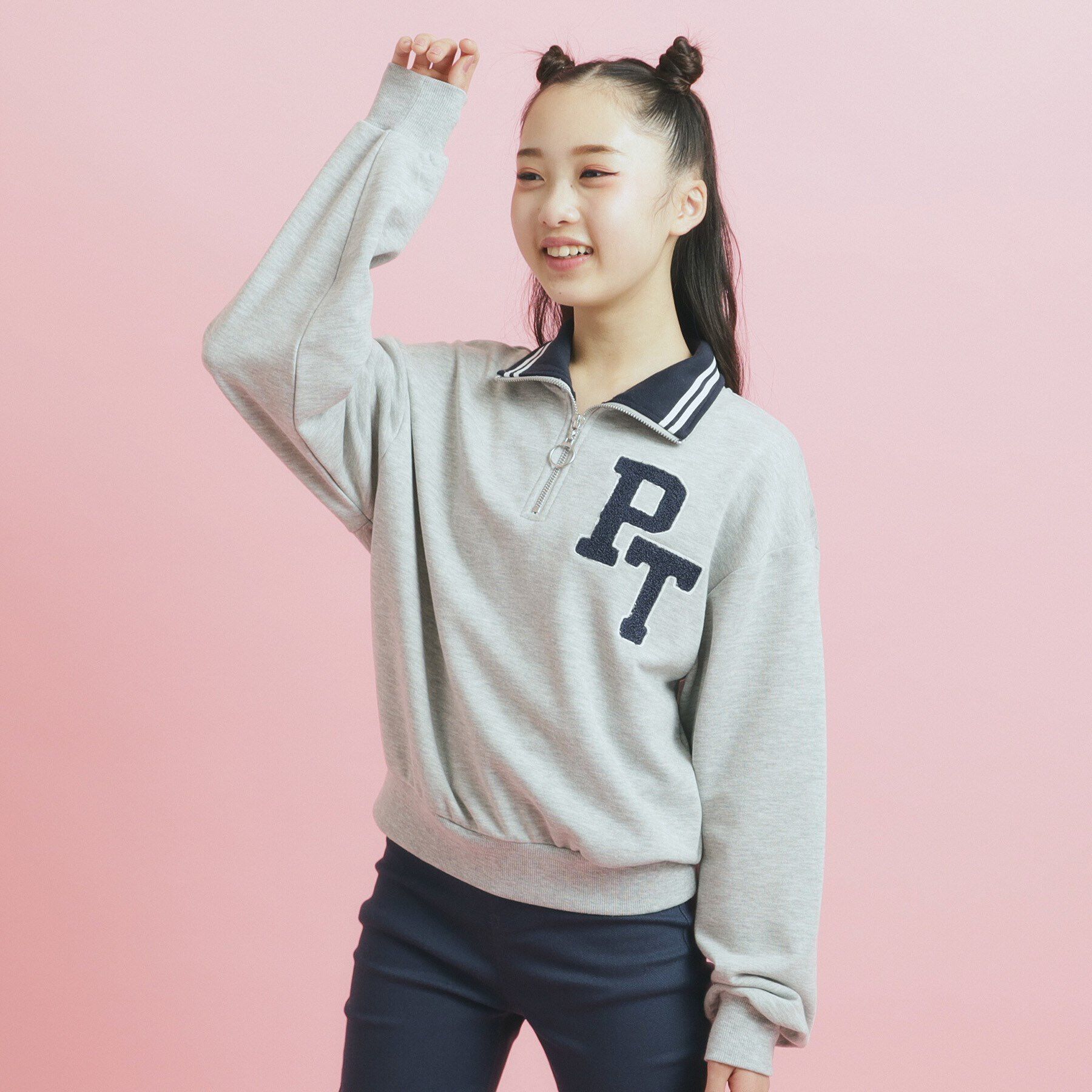 PINK-latte「ハーフジップ刺繍トレーナー」|その他|