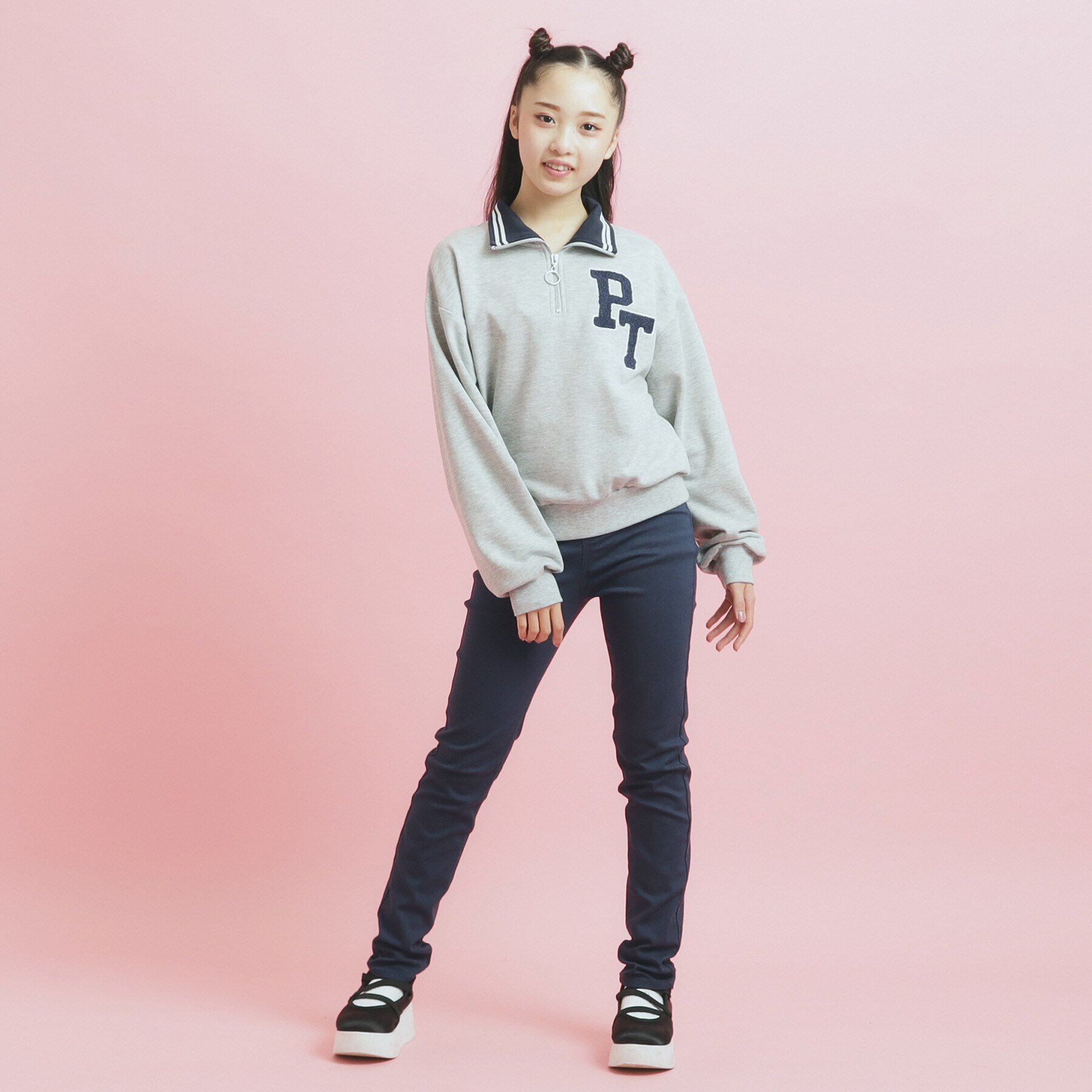 PINK-latte「ハーフジップ刺繍トレーナー」|その他|