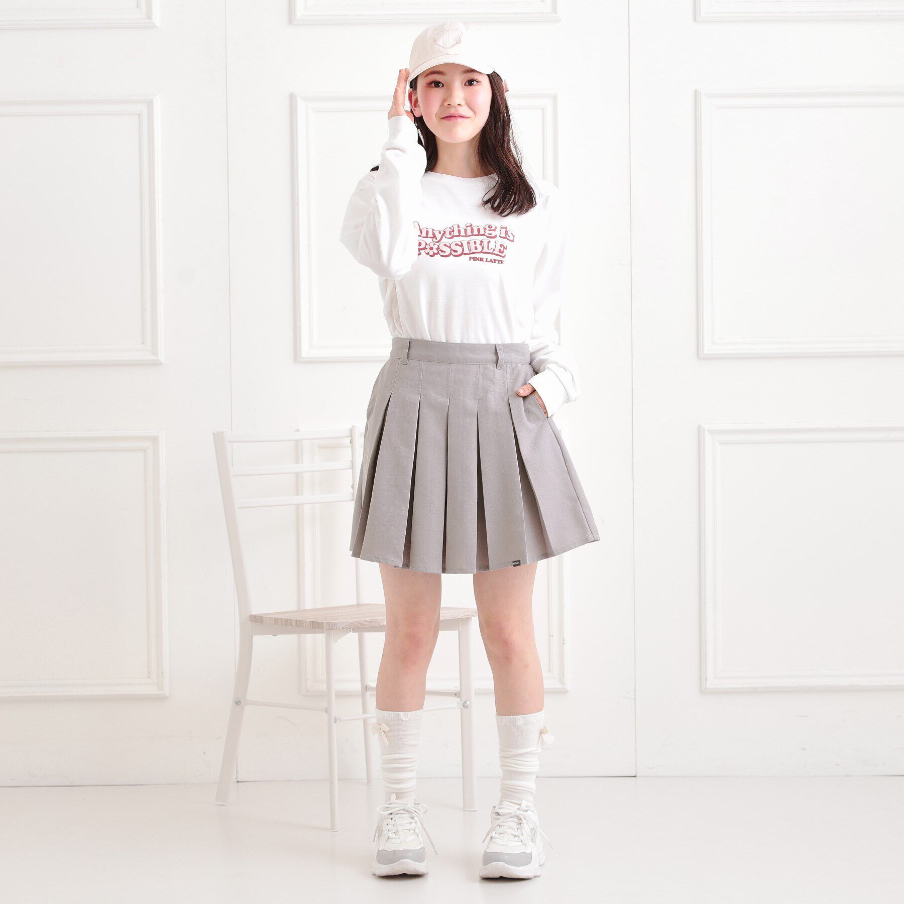 PINK-latte「インパンプリーツ無地スカート」|スカート|