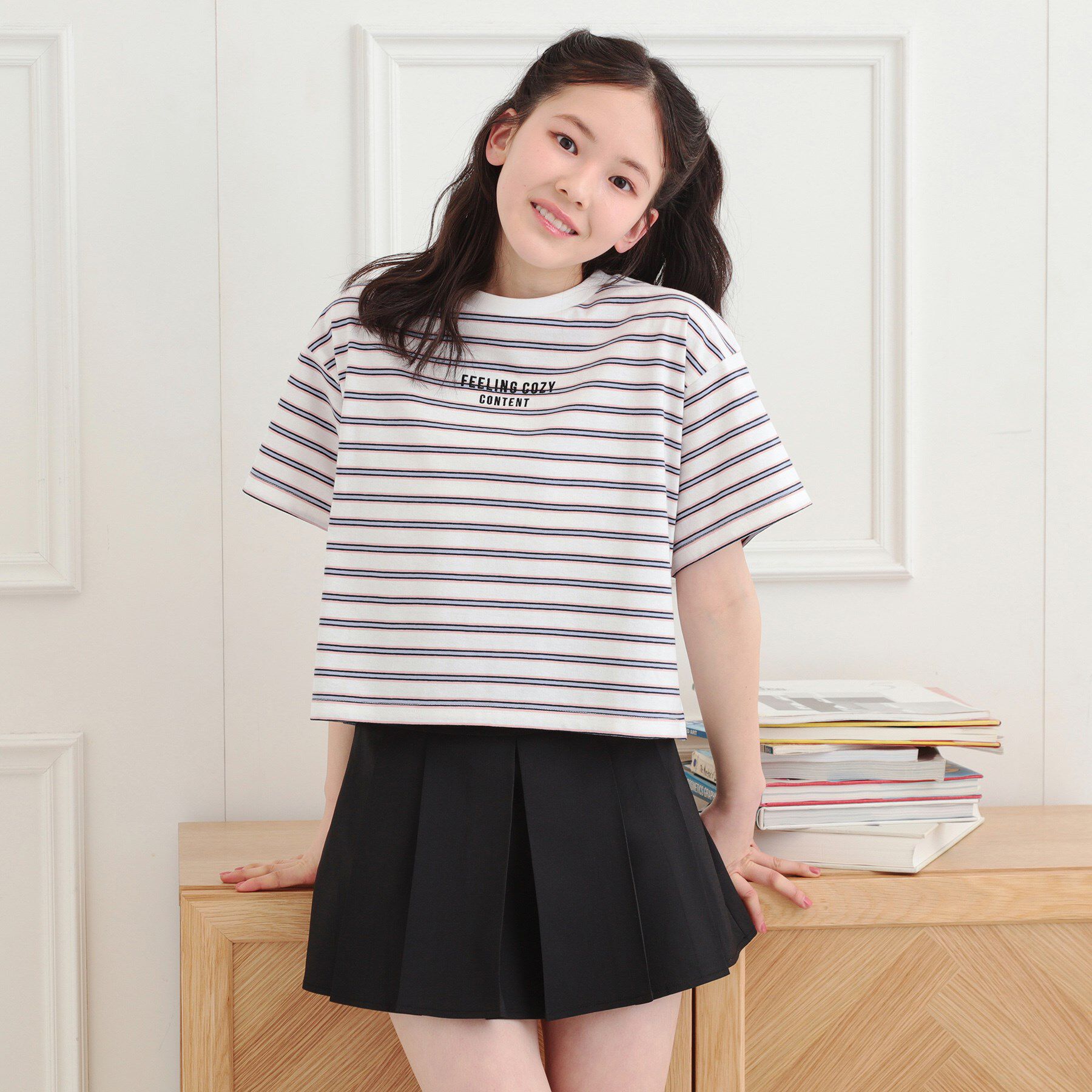 PINK-latte「クロップドボーダーTシャツ」|Tシャツ・カットソー|