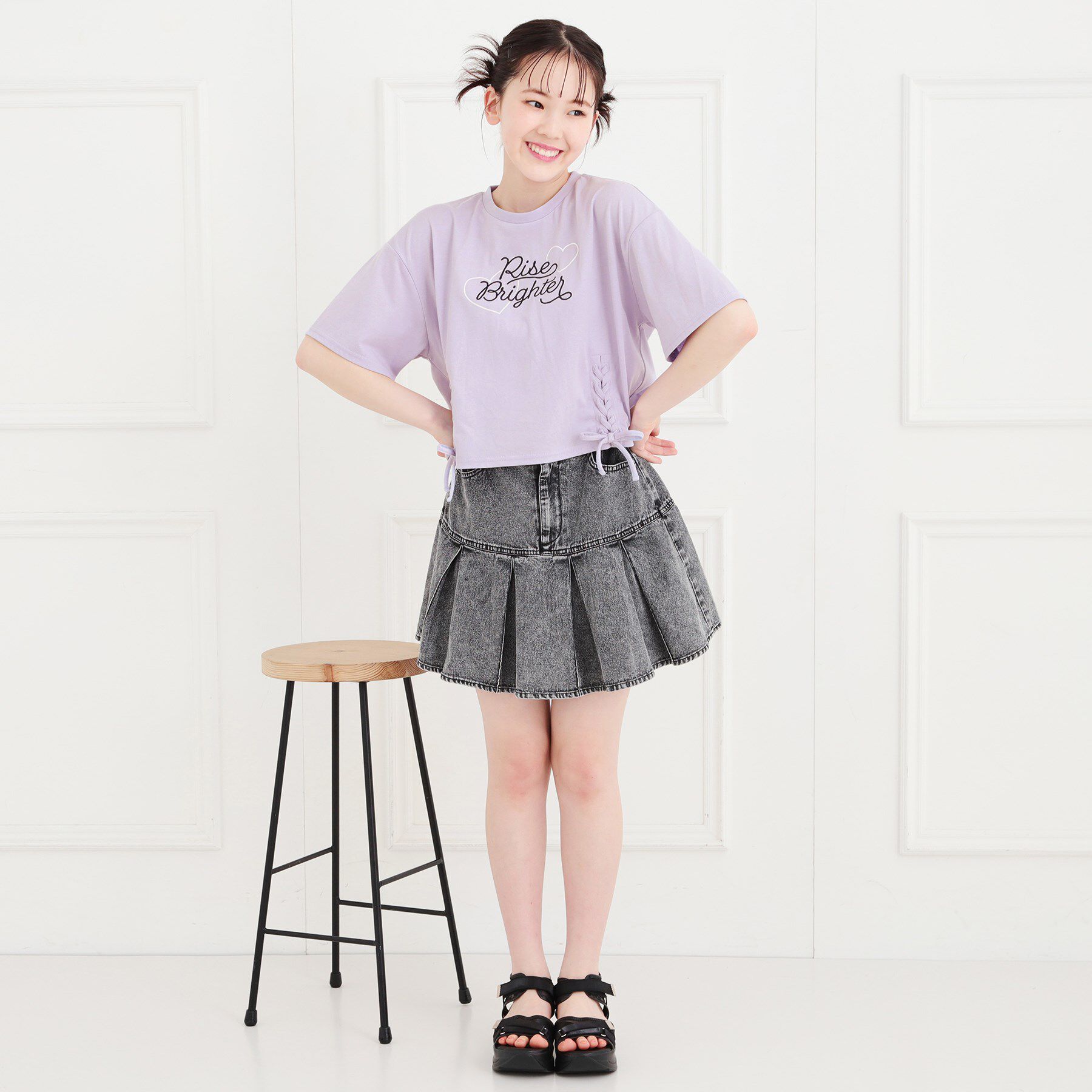 PINK-latte「レースアップTシャツ」|Tシャツ・カットソー|