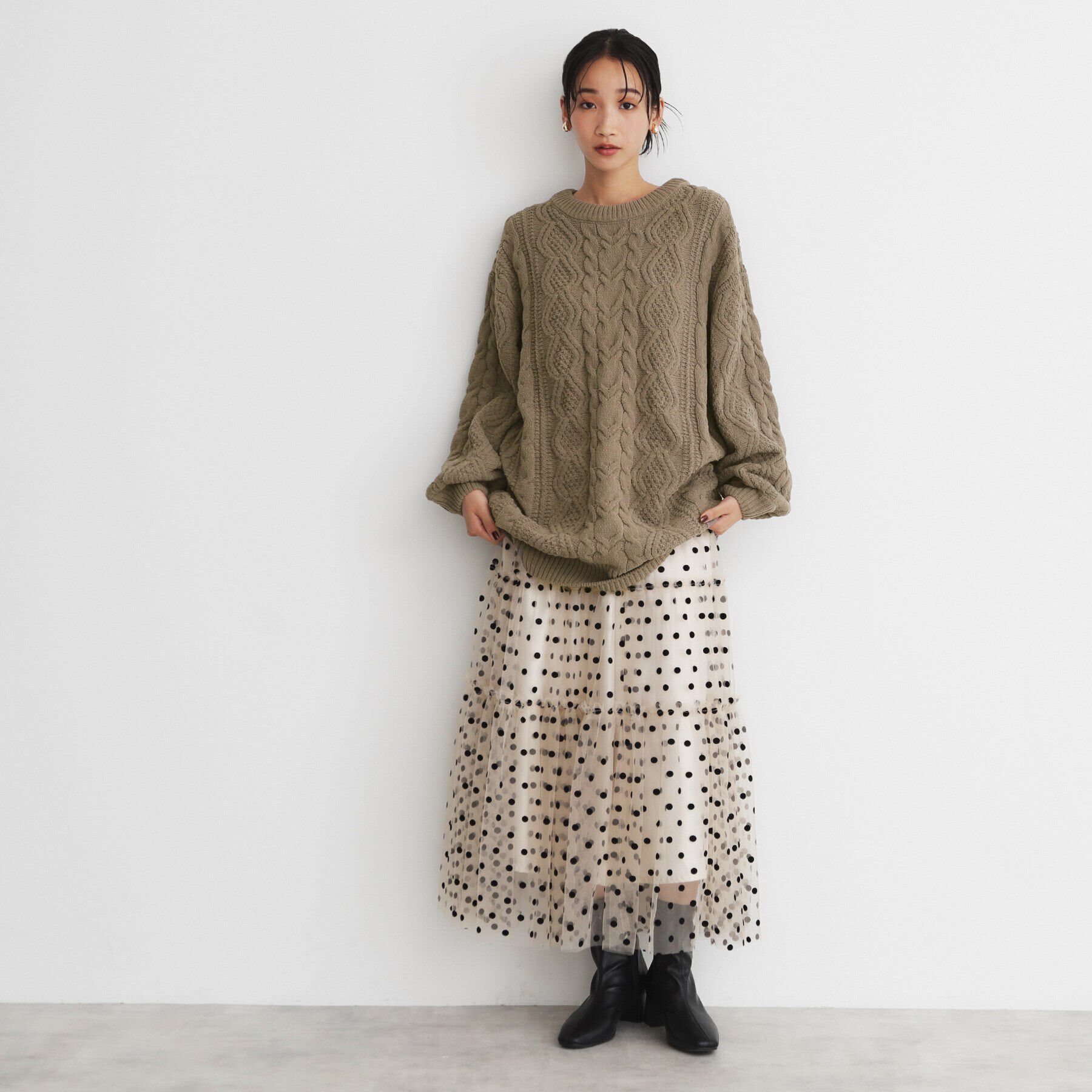 THE SHOP TK「マットモールケーブルチュニック【洗える】」|チュニック|