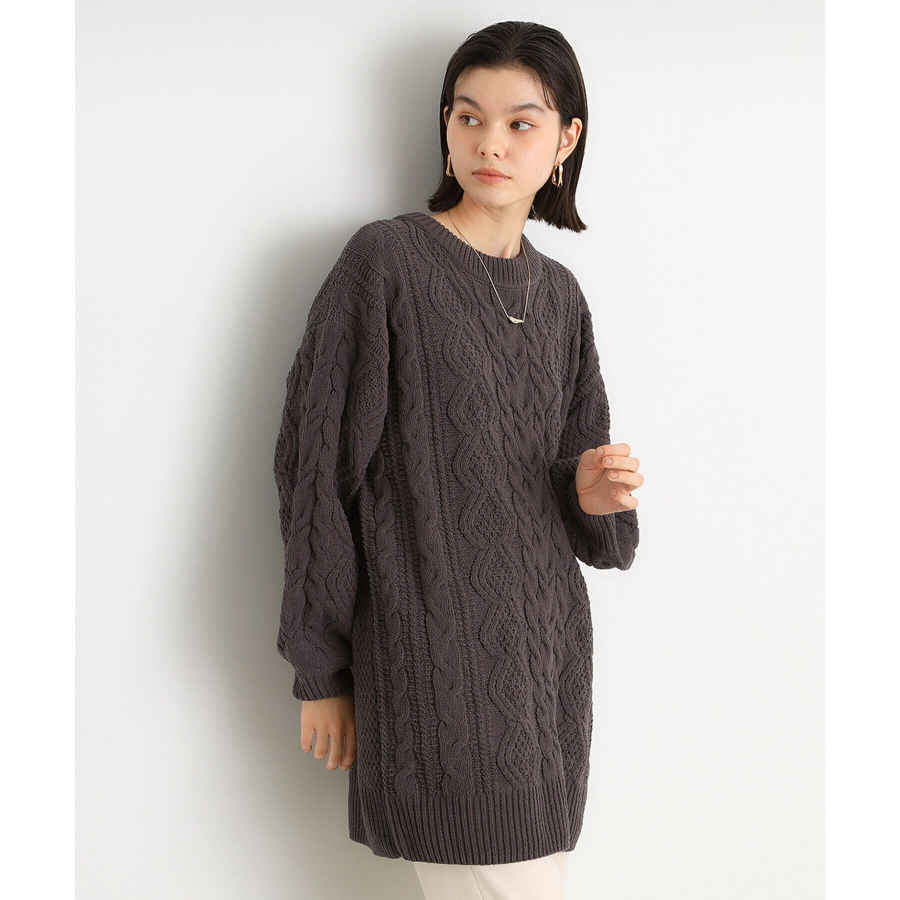 THE SHOP TK「マットモールケーブルチュニック【洗える】」|チュニック|