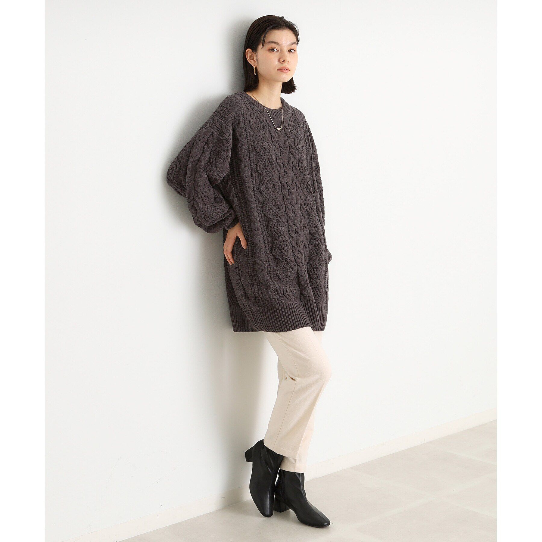 THE SHOP TK「マットモールケーブルチュニック【洗える】」|チュニック|