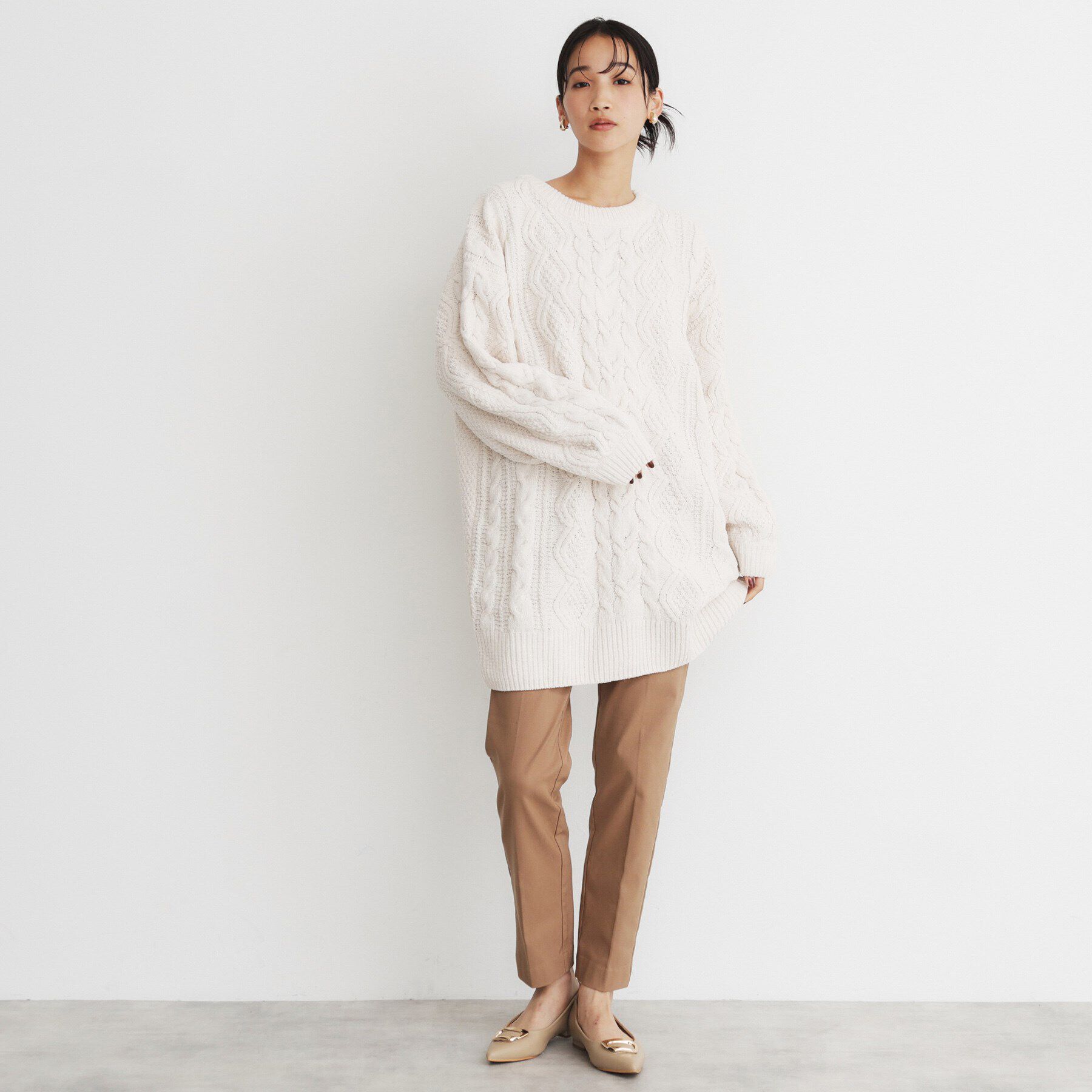 THE SHOP TK「マットモールケーブルチュニック【洗える】」|チュニック|