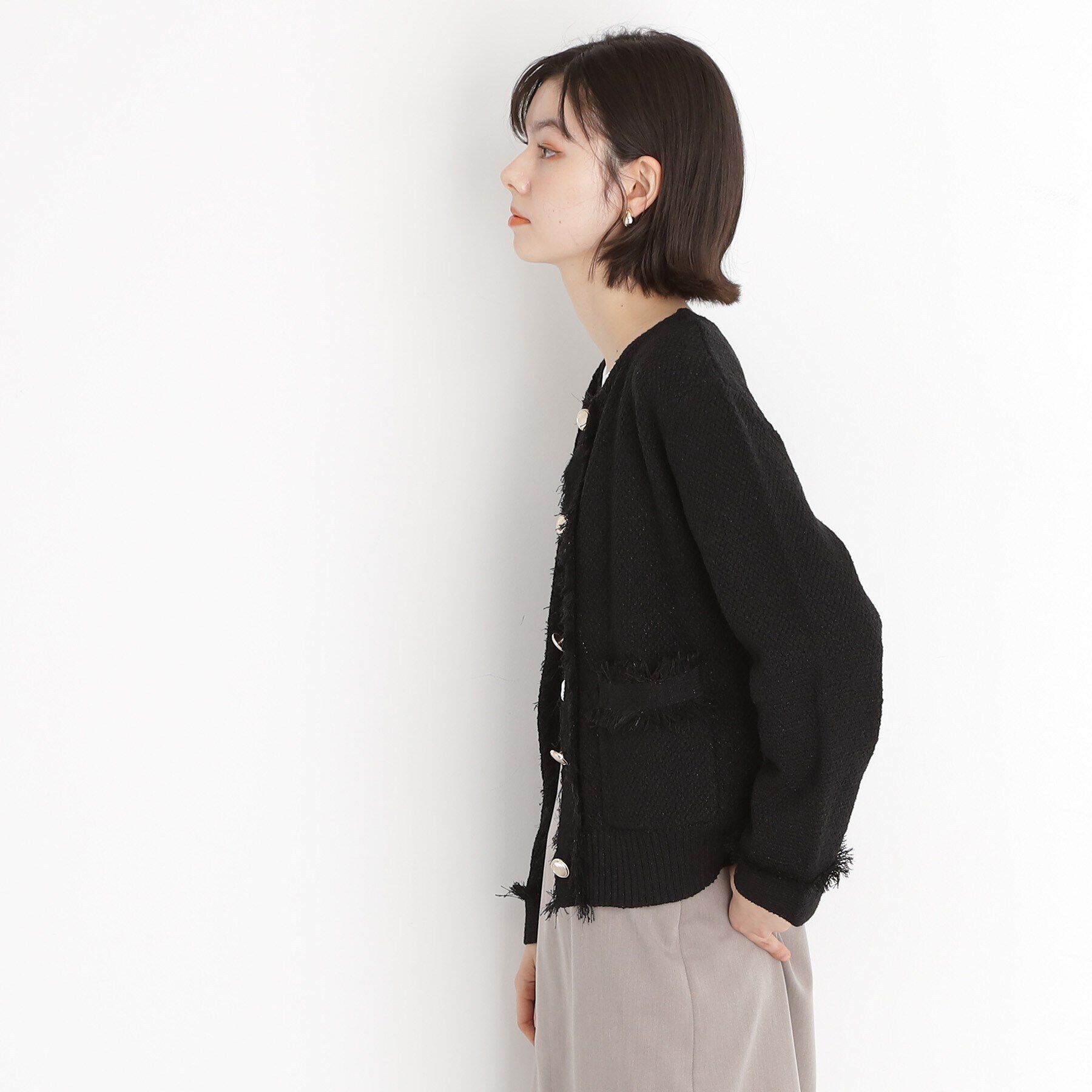 THE SHOP TK「【通勤/新生活】ノーカラーカーディガン/洗える」|カーディガン|