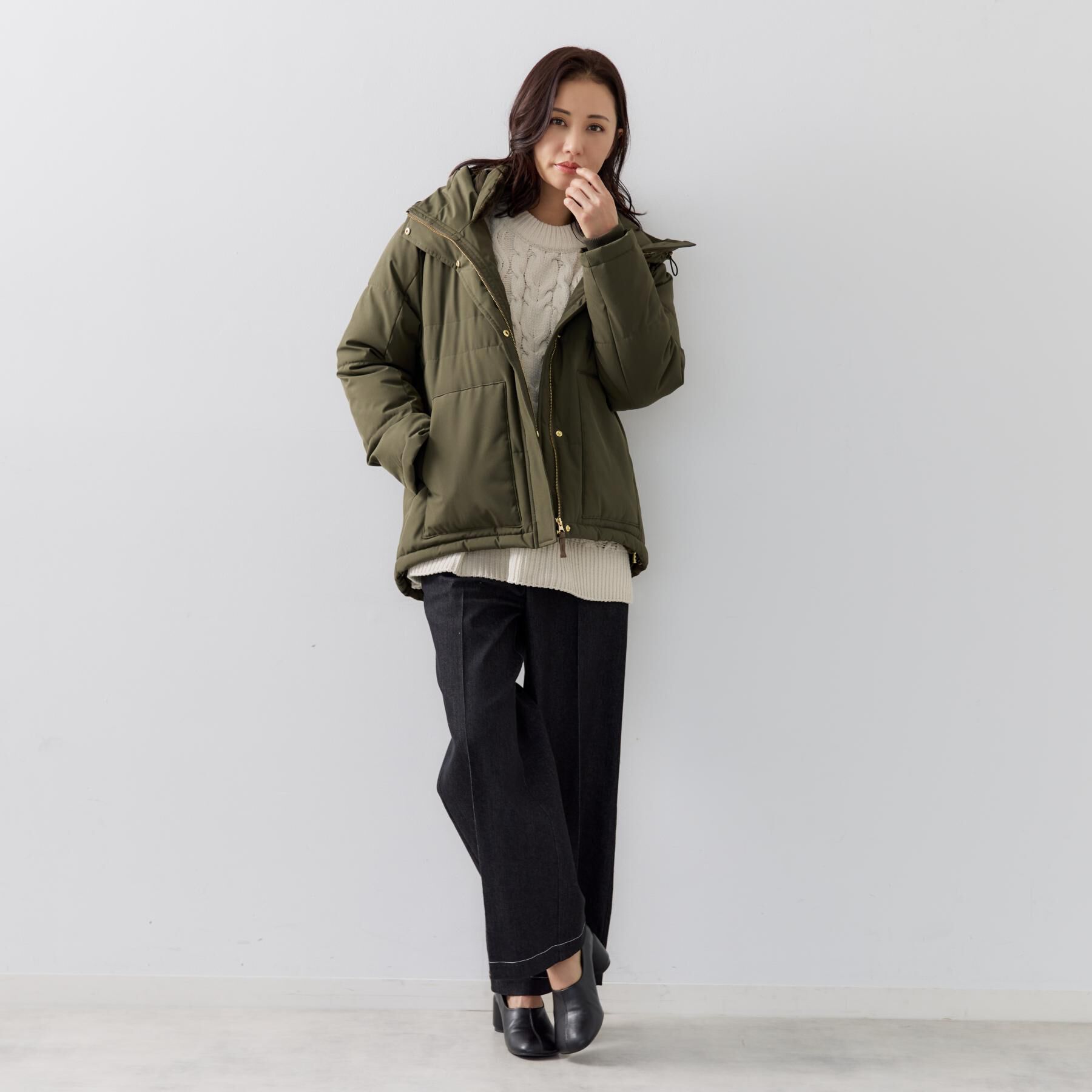 THE SHOP TK「【すっきり見えシルエット】上品ふわもこ中綿ブルゾン」|ダウン|