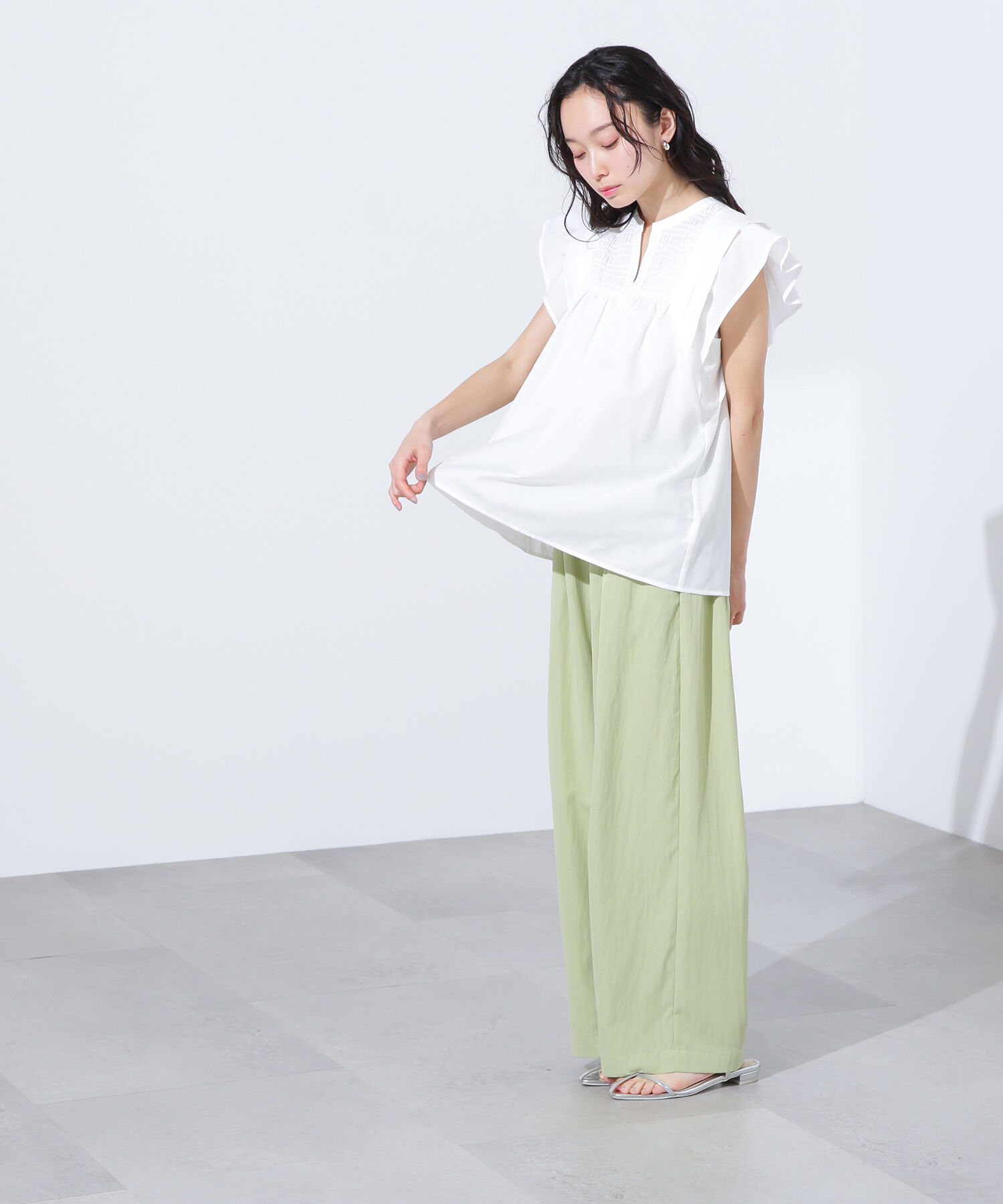  「コットンボイルシャーリングブラウス」|シャツ・ブラウス|