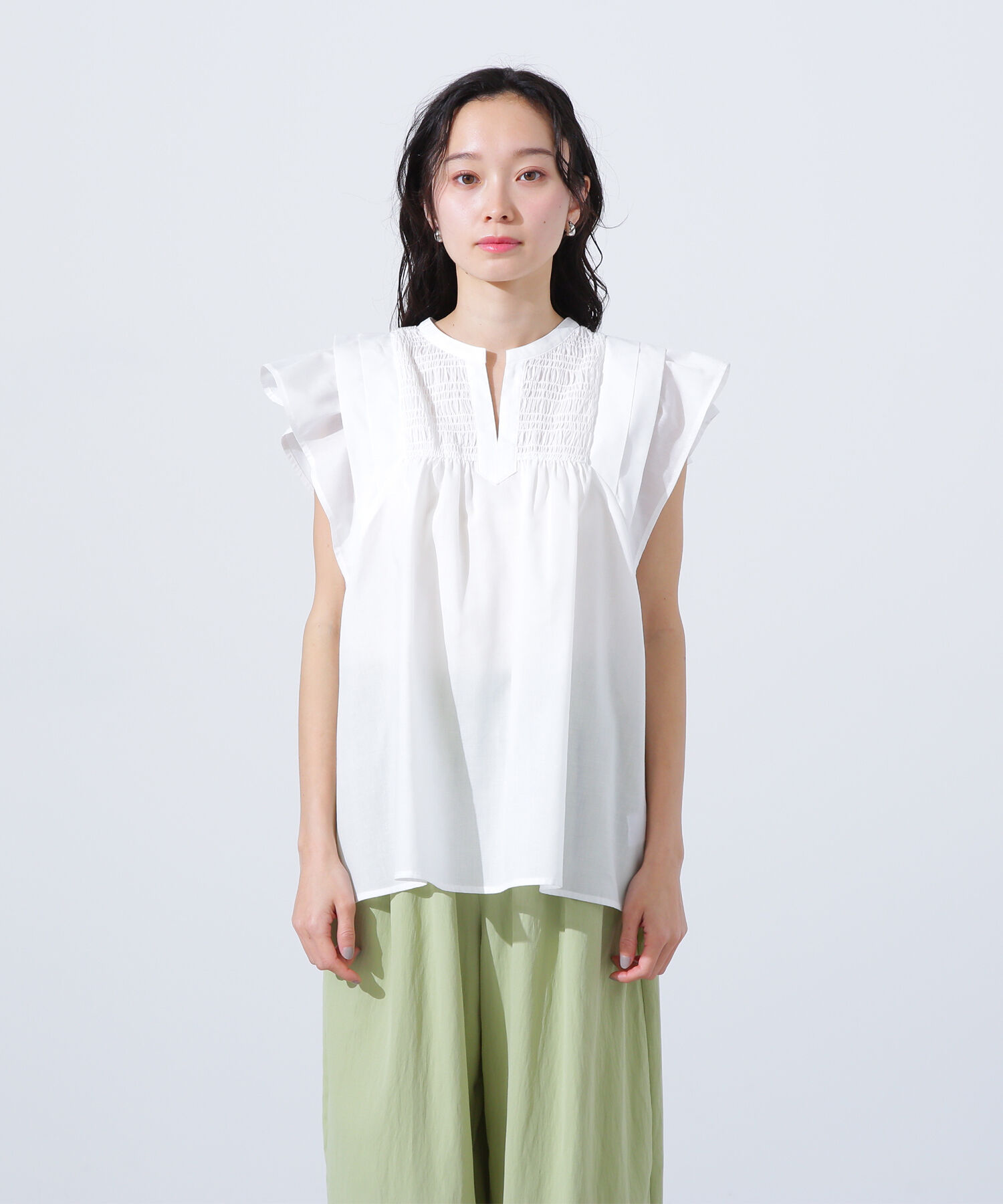  「コットンボイルシャーリングブラウス」|シャツ・ブラウス|