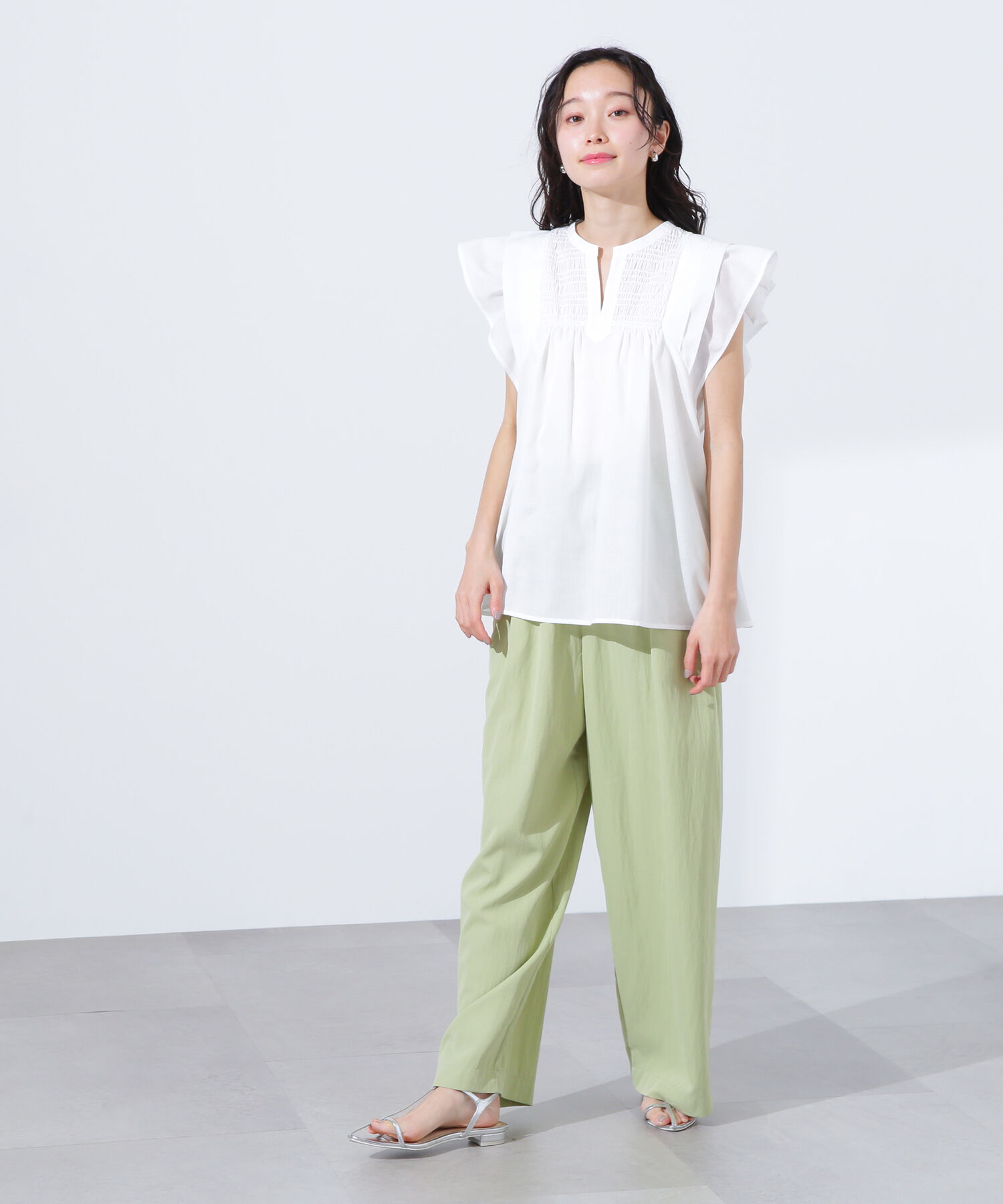  「コットンボイルシャーリングブラウス」|シャツ・ブラウス|