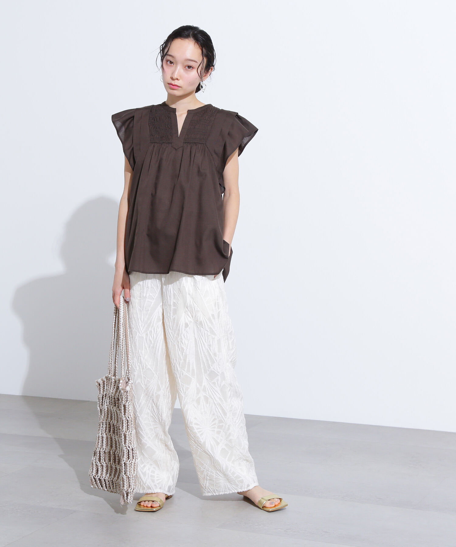  「コットンボイルシャーリングブラウス」|シャツ・ブラウス|