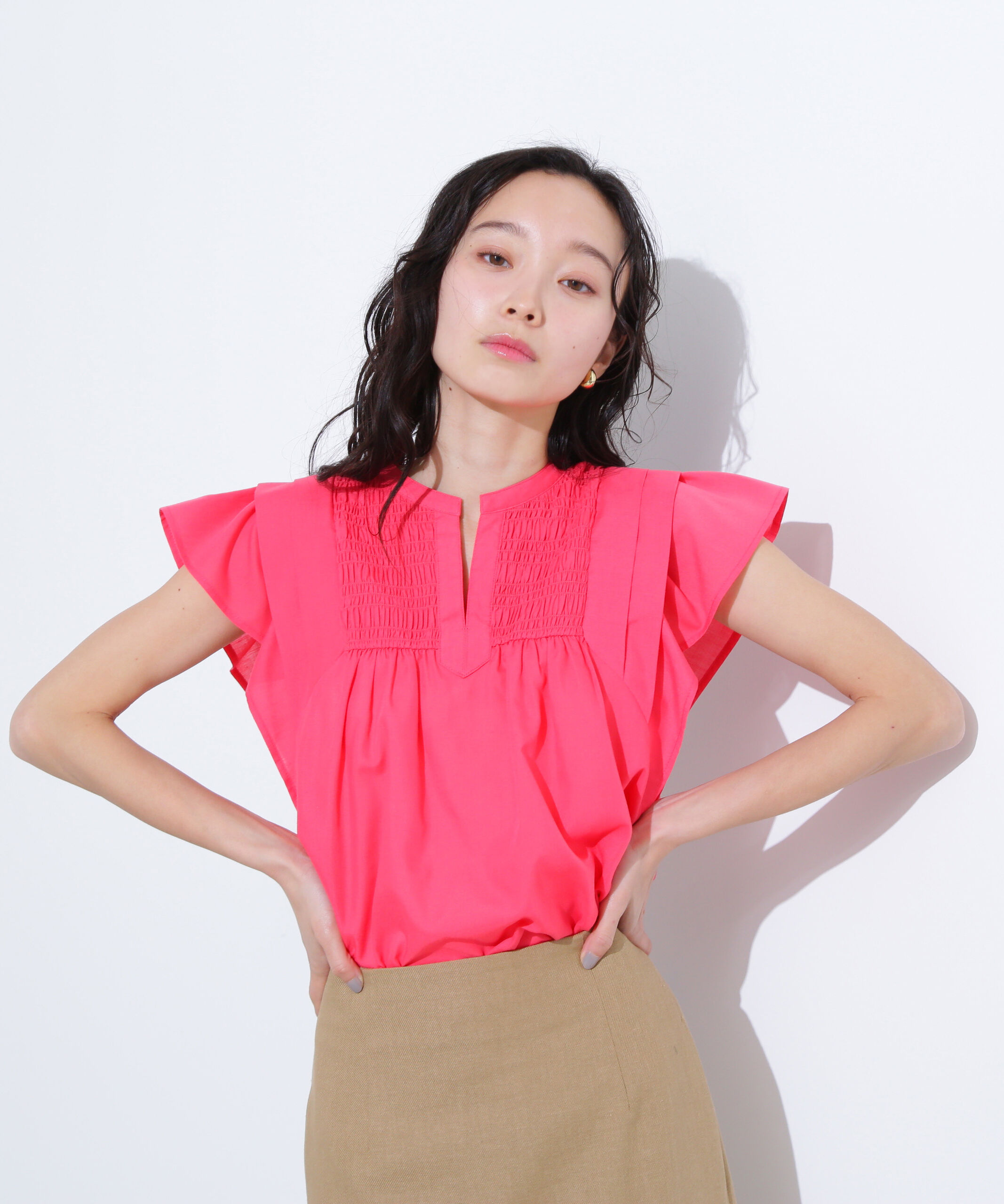  「コットンボイルシャーリングブラウス」|シャツ・ブラウス|