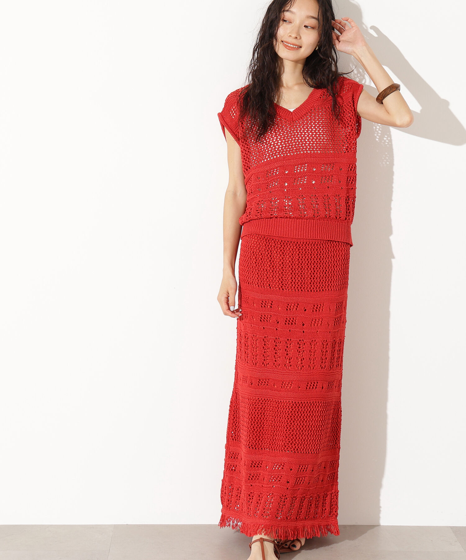  「パッチワークニットセットアップ」|スカート|