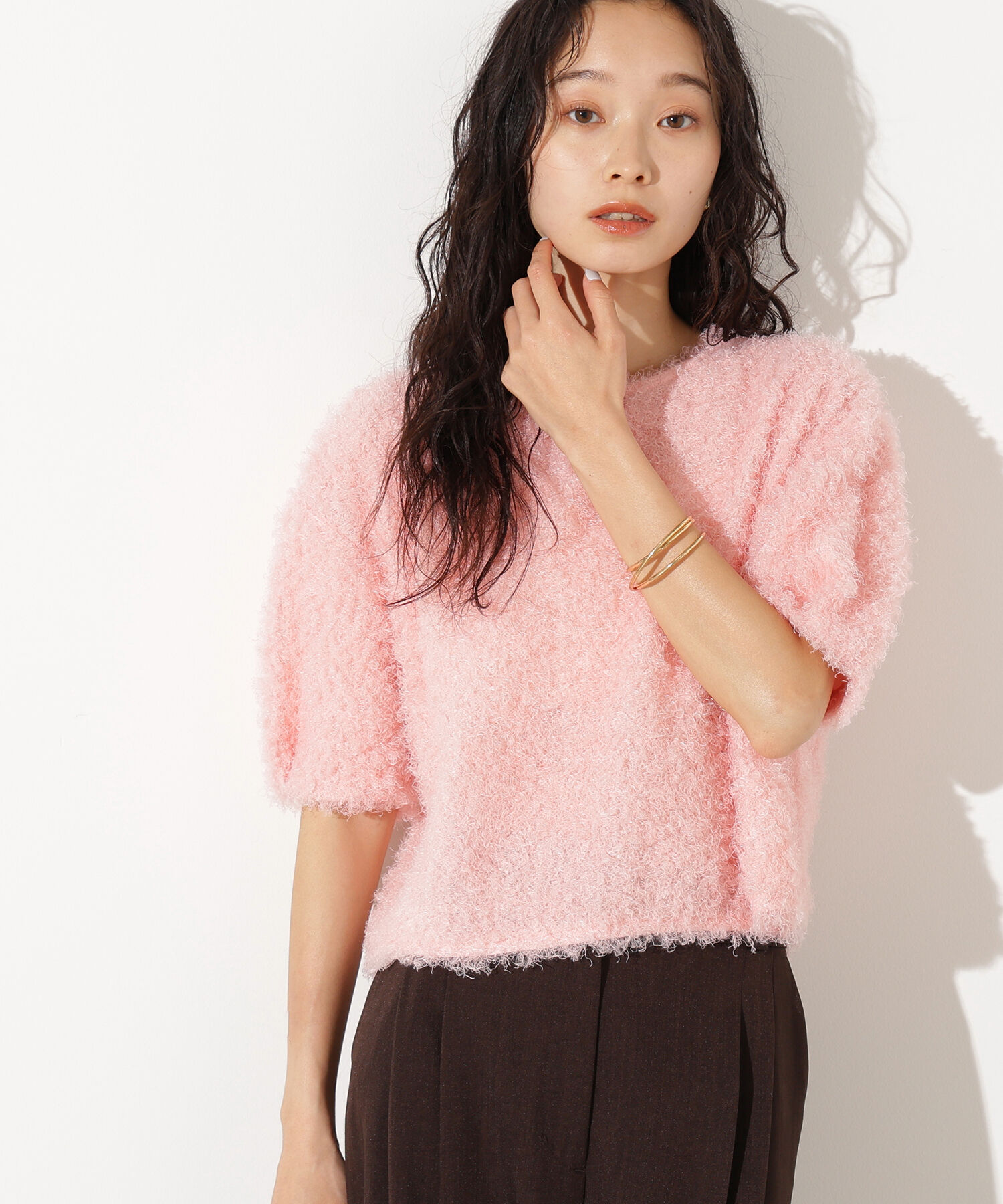  「カーリーフォルムトップス」|Tシャツ・カットソー|ピンク