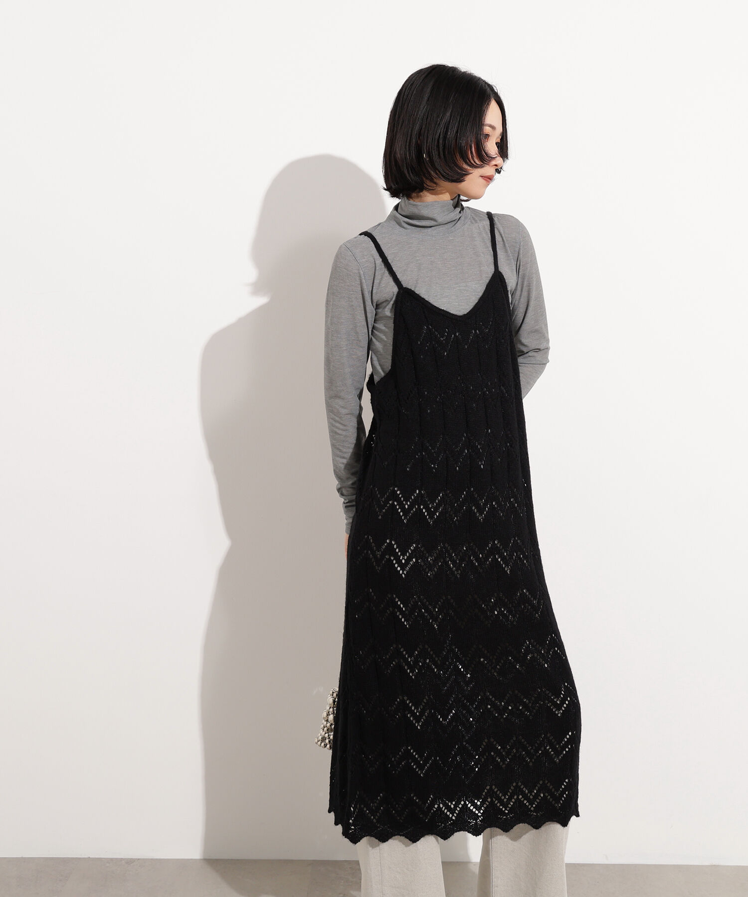  「透かし編みニットキャミワンピース」|スカート|